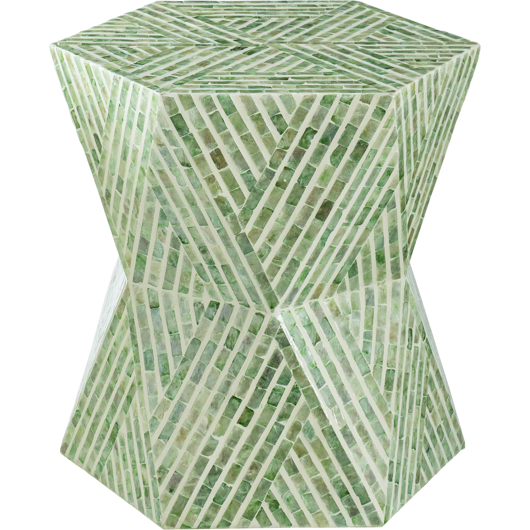 Hexagon 19.7 inch Green Stool