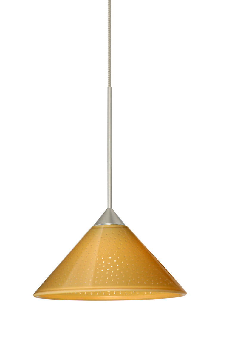 Kona LED Satin Nickel Pendant Ceiling Light in Mango Starpoint Glass