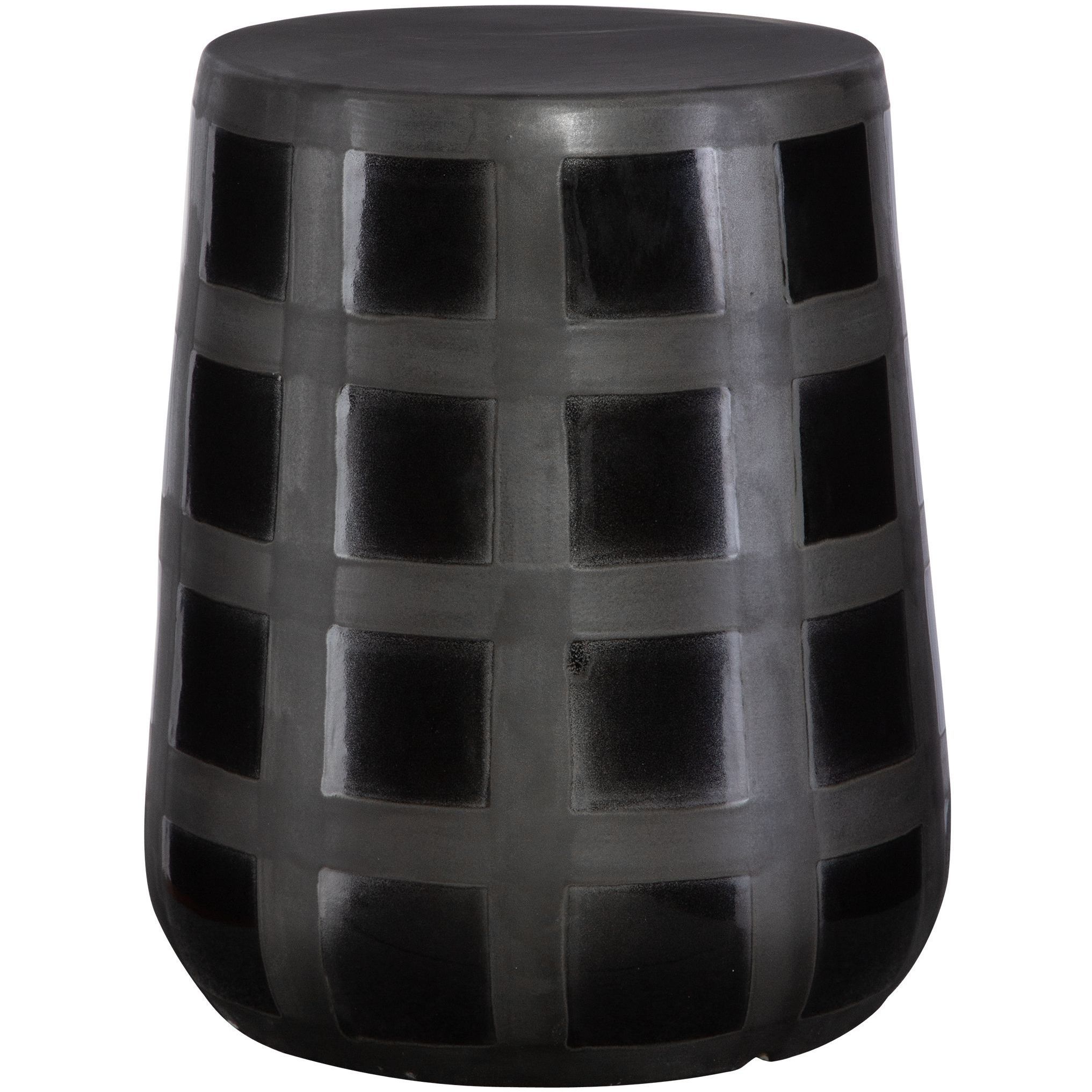 Patchwork Garden 17 inch Gloss And Matte Black Glazes Garden Stool