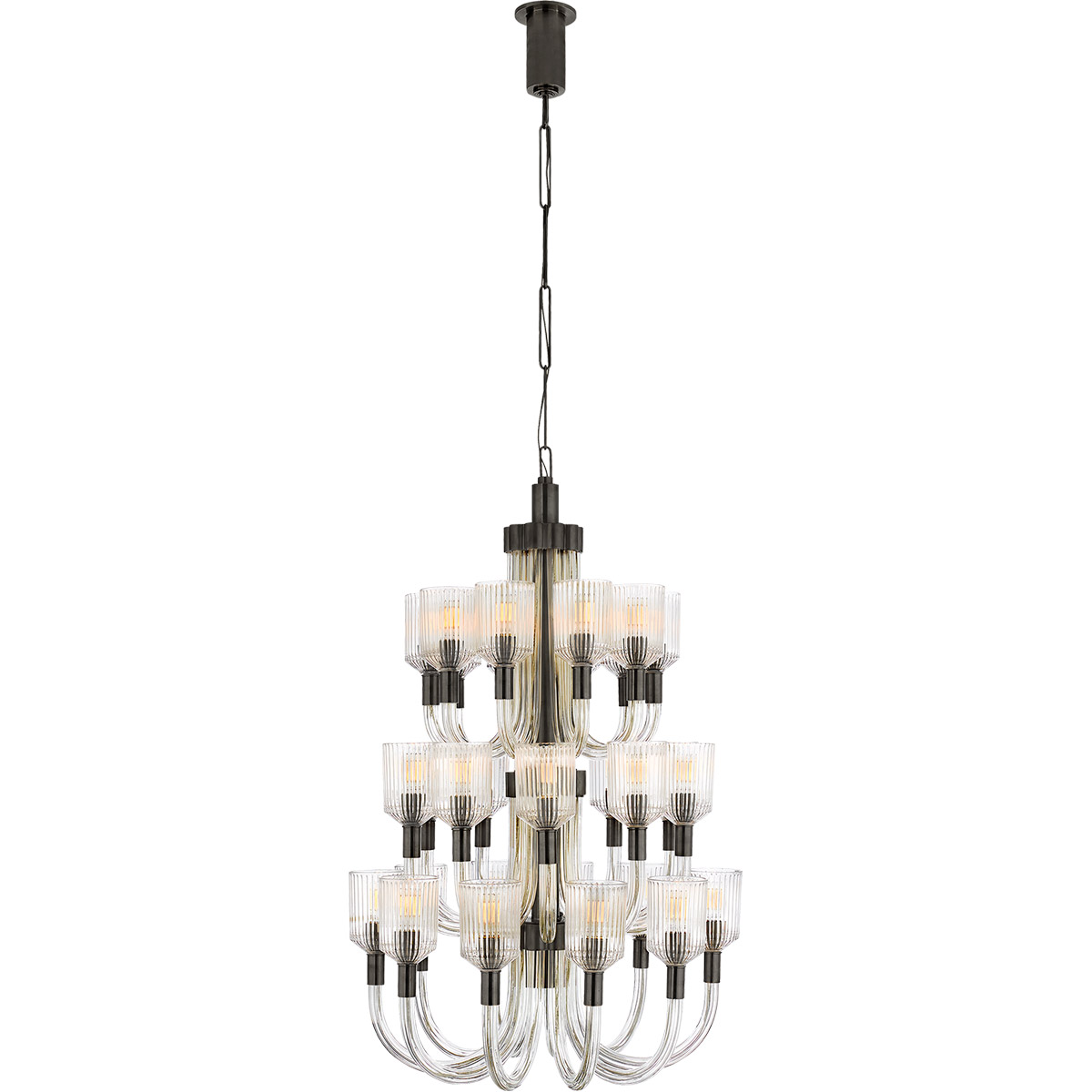 Kelly Wearstler Reverie 30 Light 27.75 inch Clear Ribbed Glass and Bronze Chandelier Ceiling Light