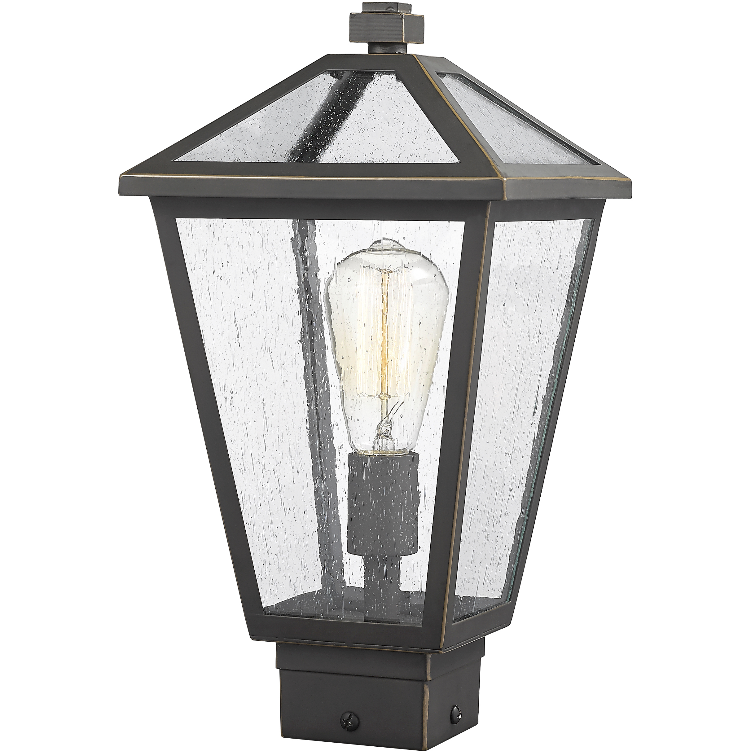 Talbot 1 Light 15 inch Oil Rubbed Bronze Outdoor Post Mount Fixture in Seedy Glass
