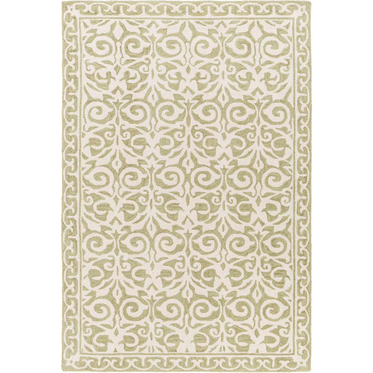 Samual 36 X 24 inch Green and Neutral Area Rug, Polyester