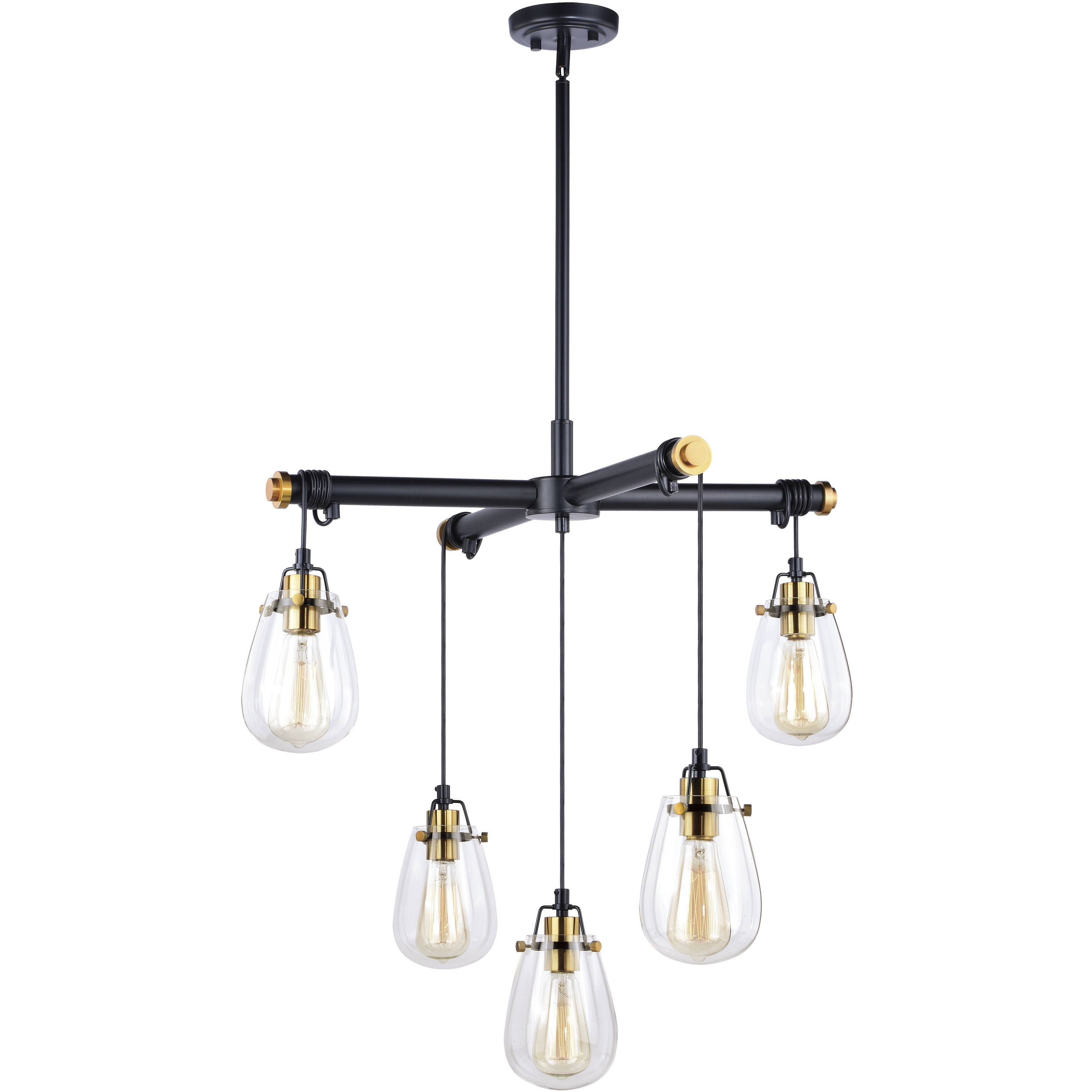 Kassidy LED 26.5 inch Black and Natural Brass Chandelier Ceiling Light