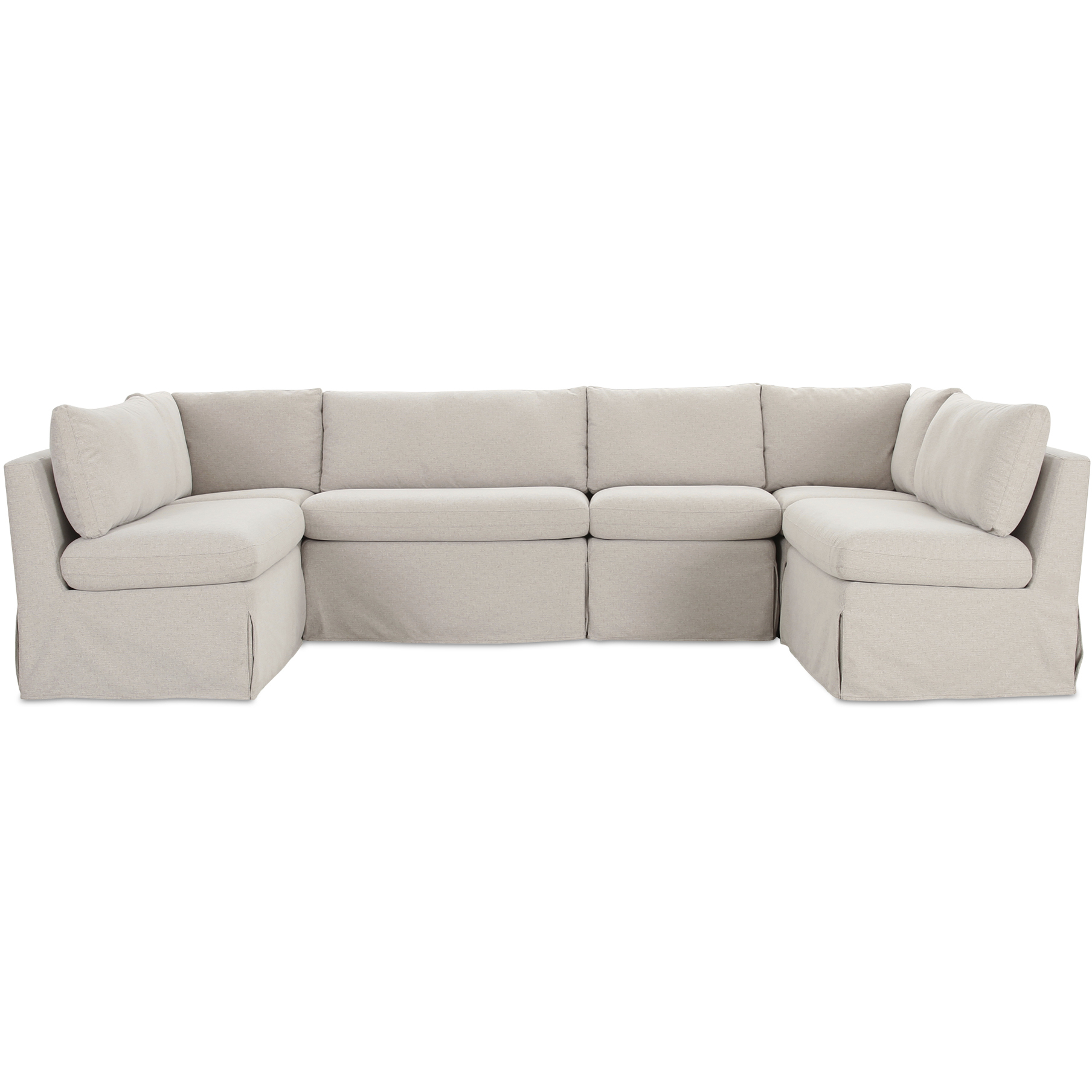 Fable Beige Slipcover Dining Banquette, U-Shape