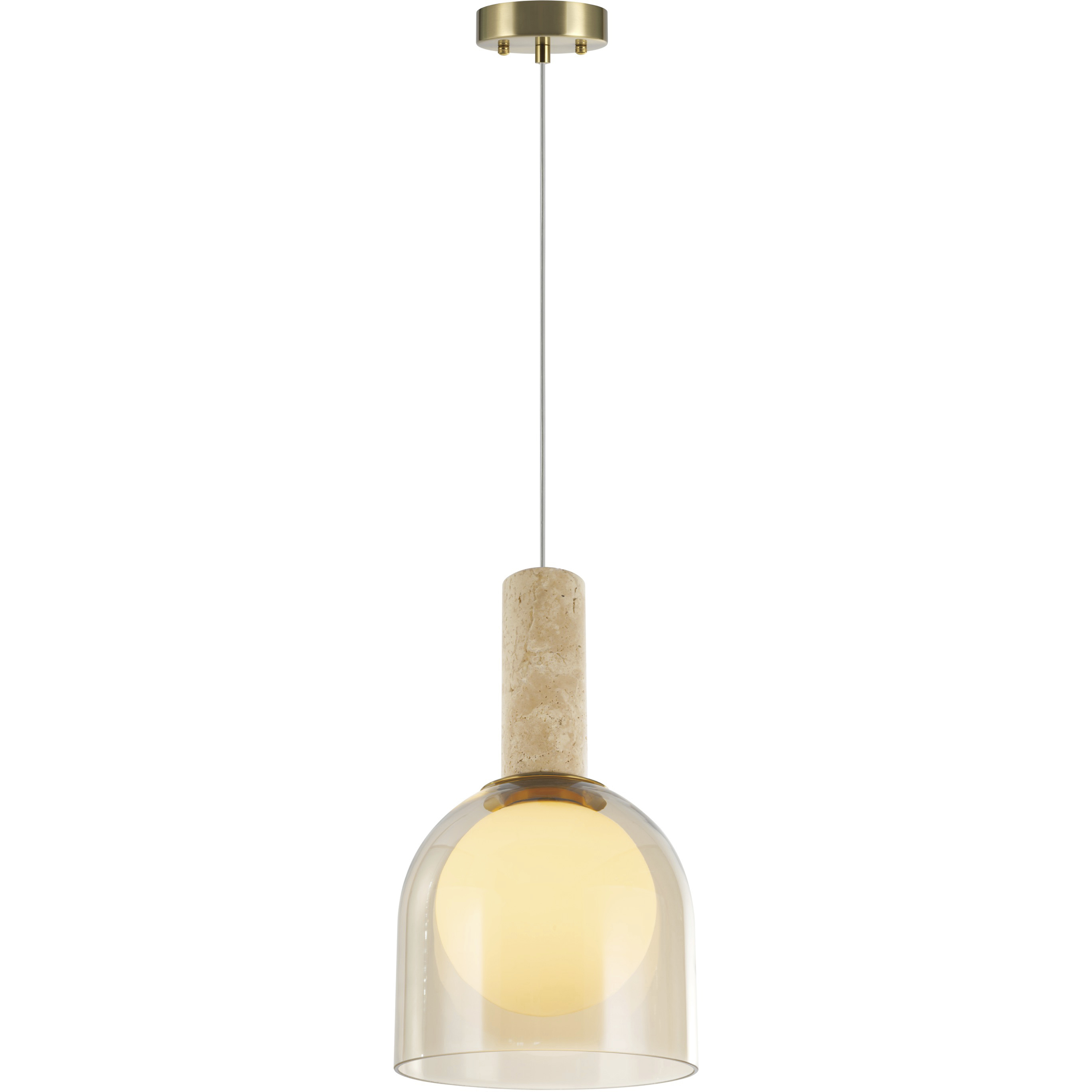 Juna 1 Light 7.9 inch Brass and Travertine Pendant Ceiling Light