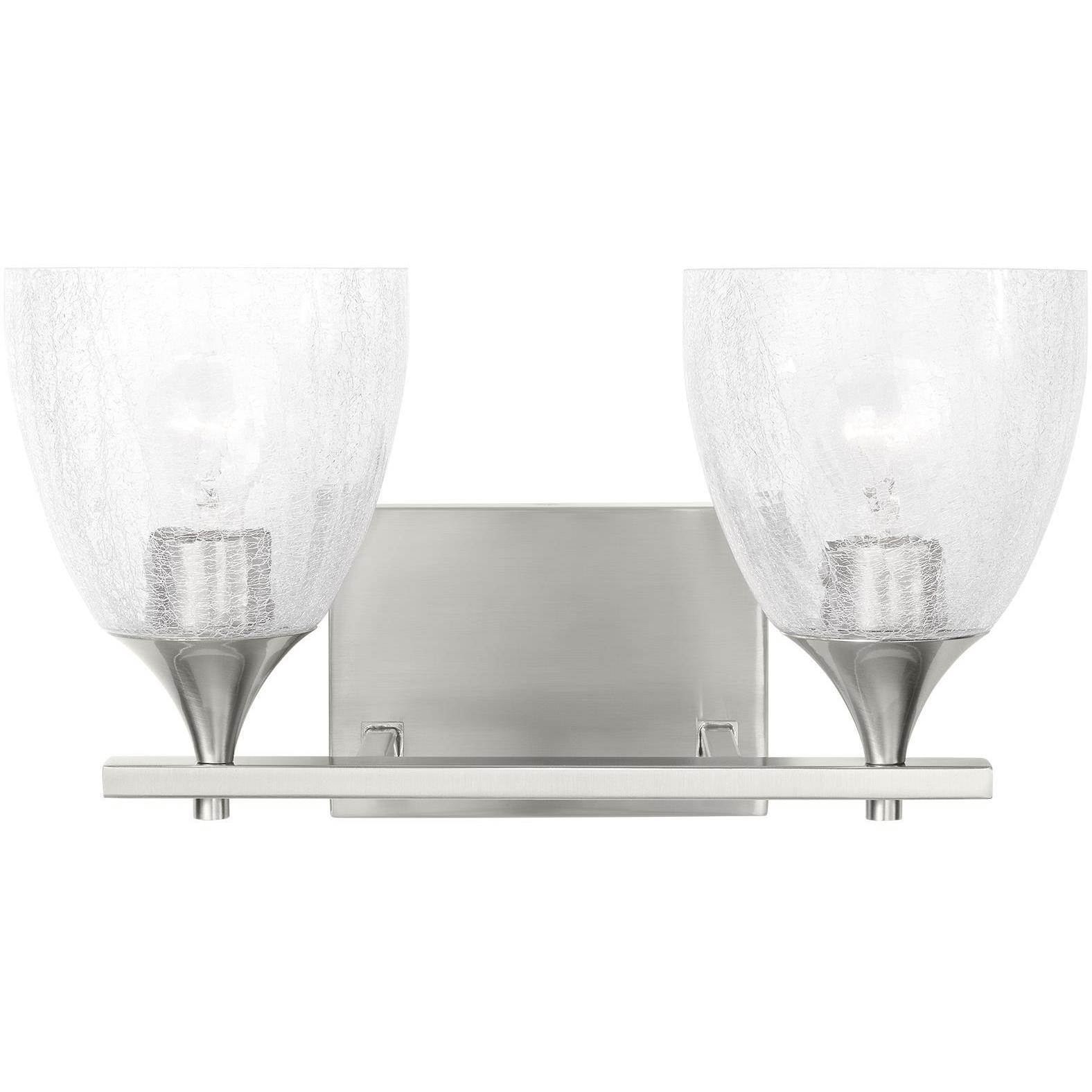 Drew & Jonathan Toffino 2 Light 16 inch Brushed Nickel Vanity Light Wall Light in Clear Crackle Glass