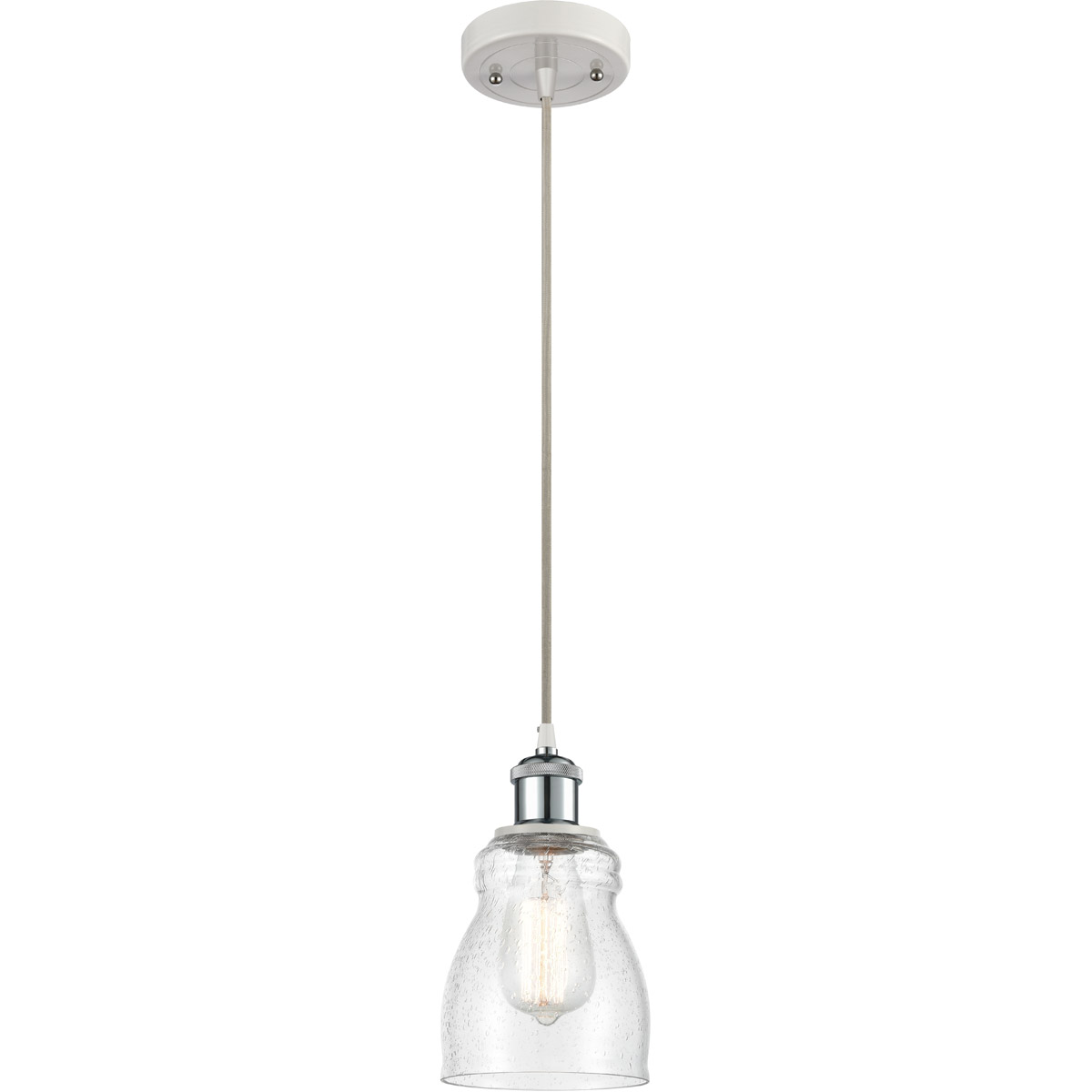 Ballston Ellery LED 5 inch White and Polished Chrome Mini Pendant Ceiling Light in Seedy Glass, Ballston