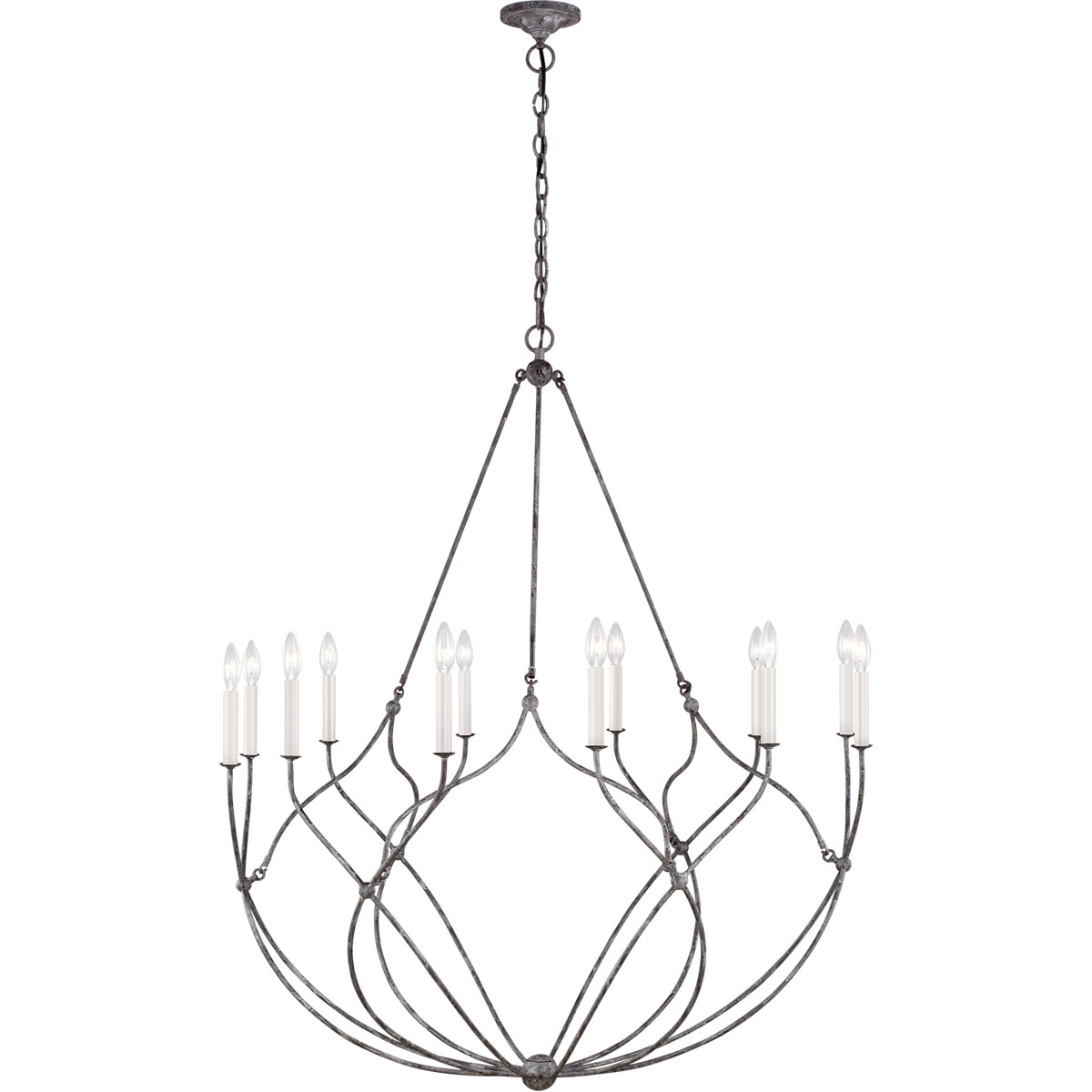 C&M by Chapman & Myers Richmond 12 Light 43.5 inch Weathered Galvanized Chandelier Ceiling Light