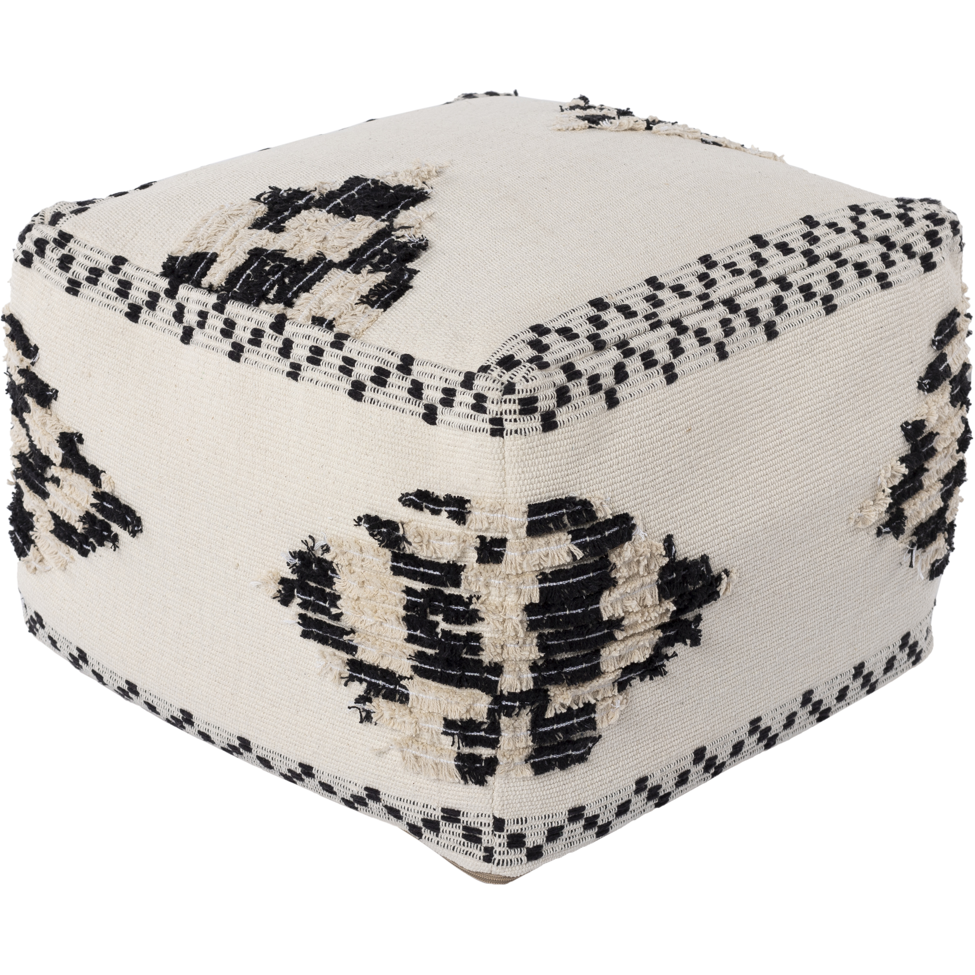 Edwina 14 inch Light Beige Pouf, Rectangle