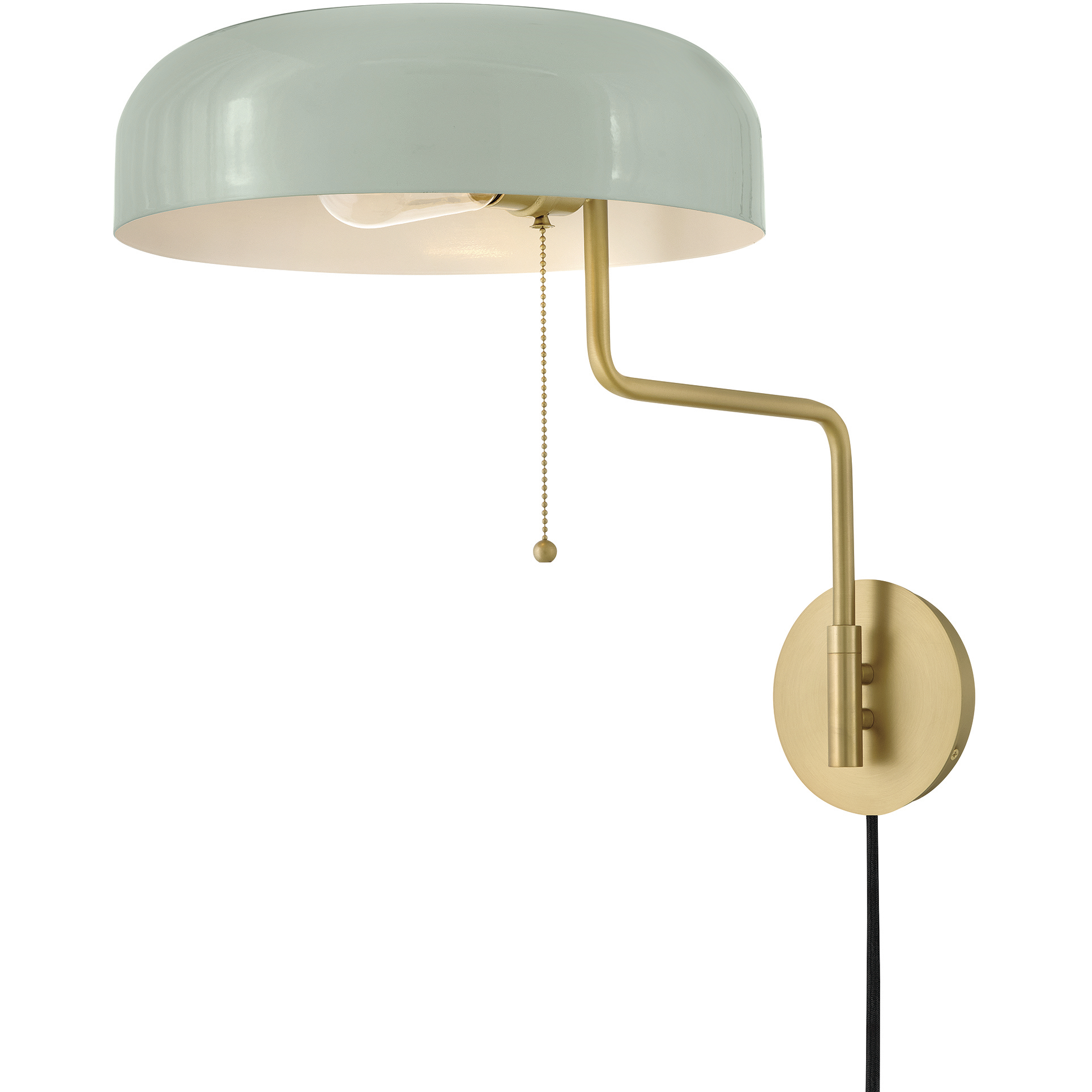 Ledger 21 inch 12 watt Lacquered Brass and Seafoam Swing Arm Sconce Wall Light in Lacquered Brass with Seafoam