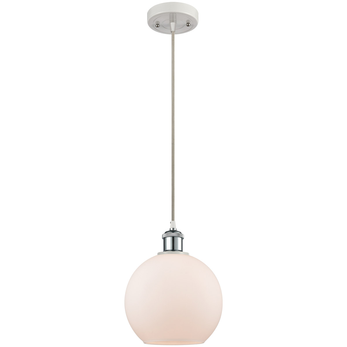 Ballston Athens LED 8 inch White and Polished Chrome Mini Pendant Ceiling Light in Matte White Glass, Ballston