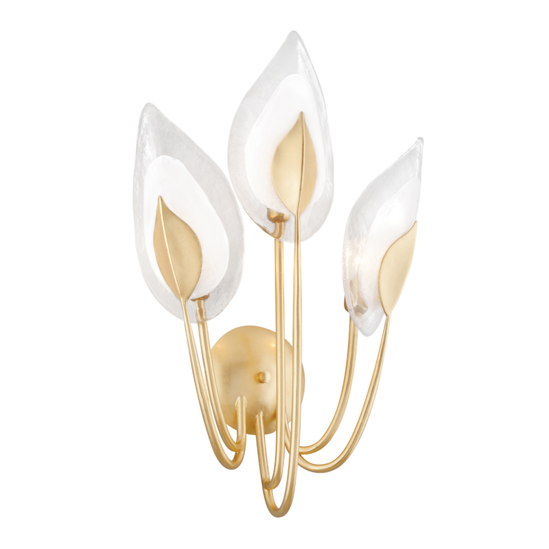 Blossom 3 Light 15.75 inch Gold Leaf Wall Sconce Wall Light