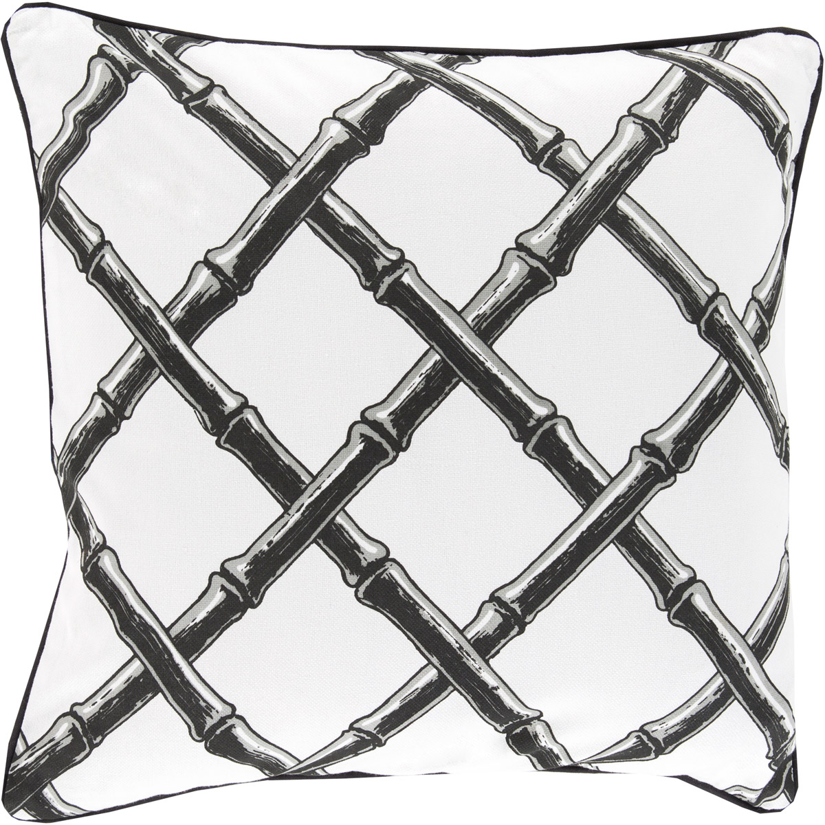 Bamboo Lattice 20 inch White, Charcoal Pillow Kit