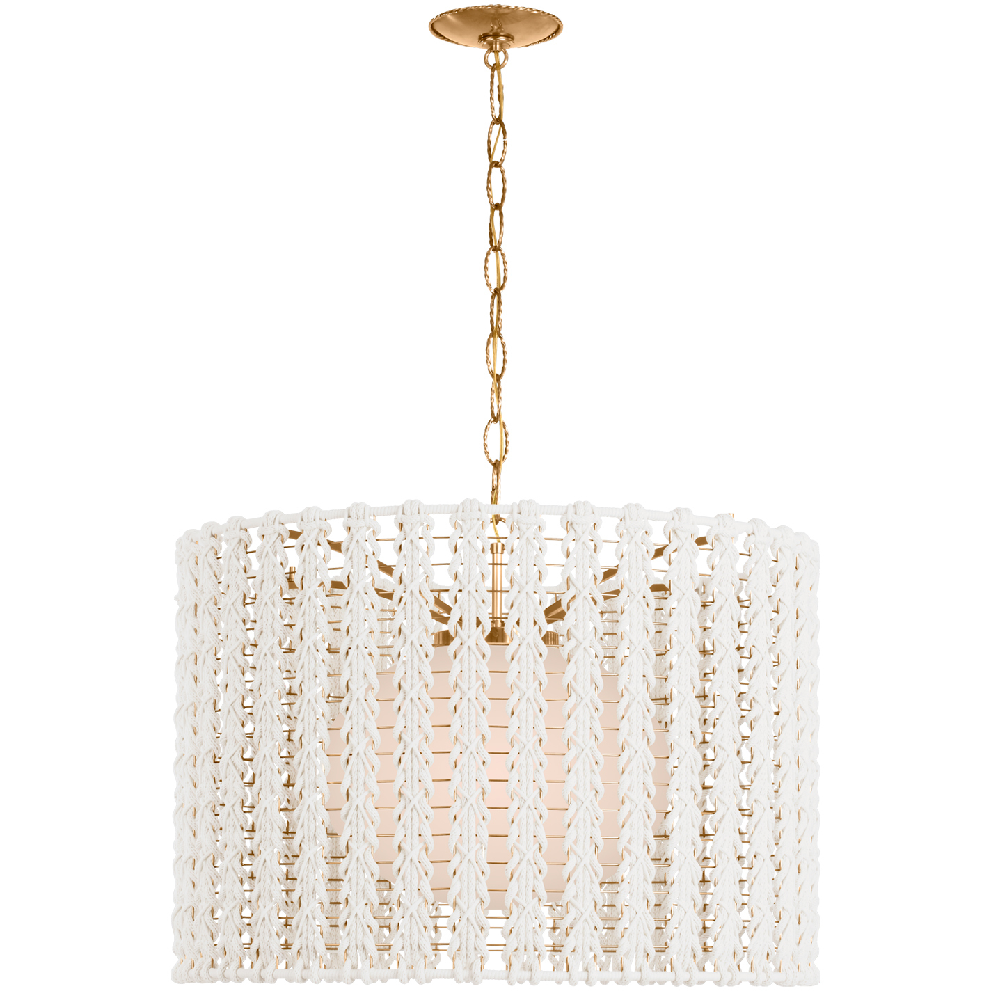 Fisher Weisman Catania LED 29 inch Antique-Burnished Brass Hanging Shade Ceiling Light