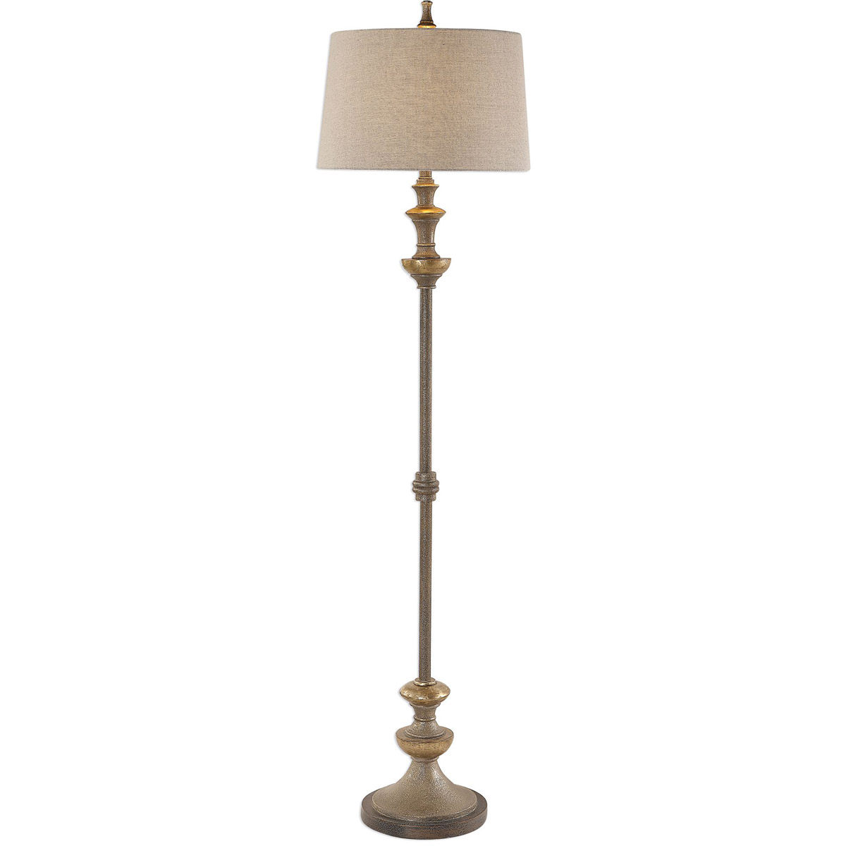 Vetralla 67 inch 150 watt Textured Silver with Antiqued Silver Champagne Floor Lamp Portable Light