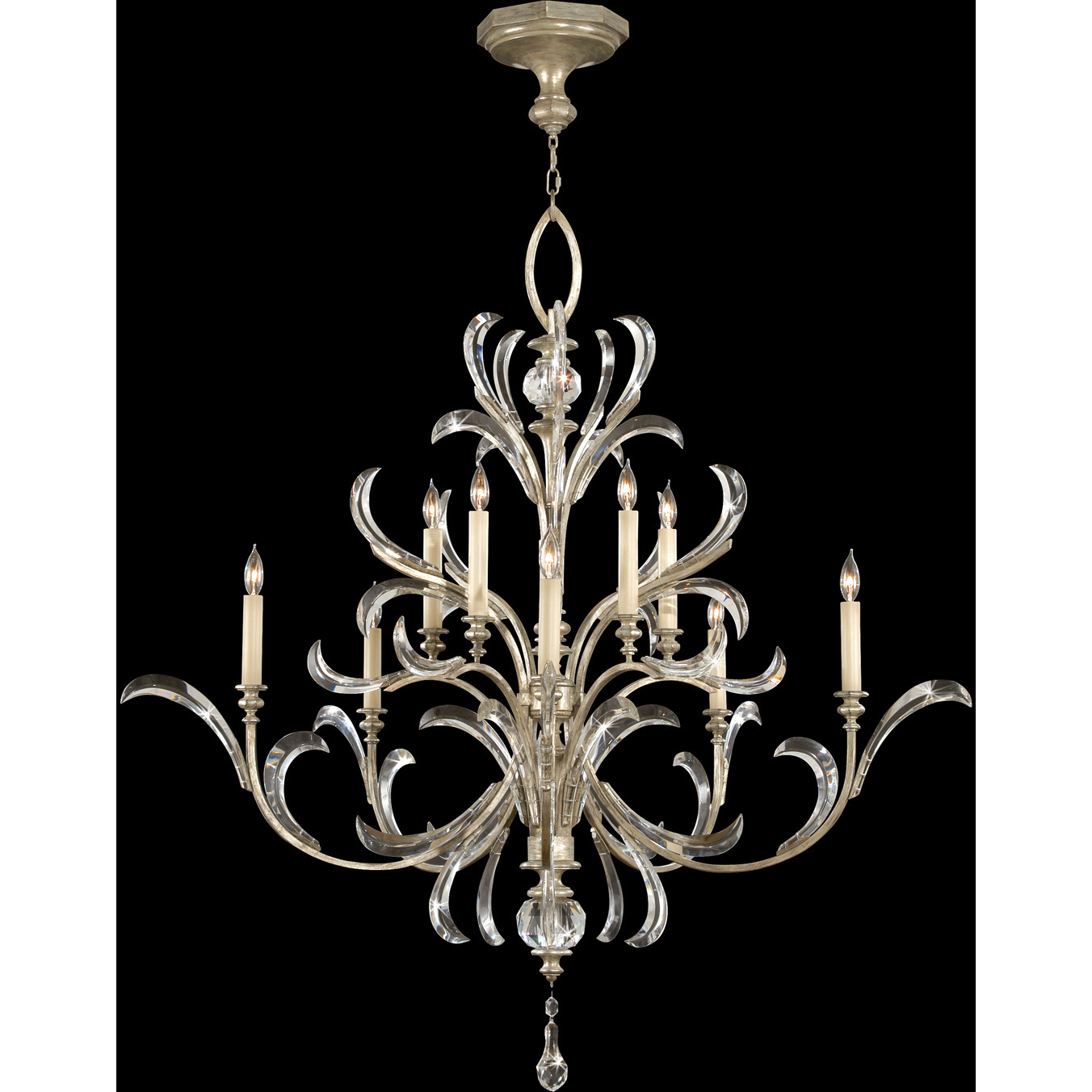 Beveled Arcs 10 Light 56 inch Silver Chandelier Ceiling Light
