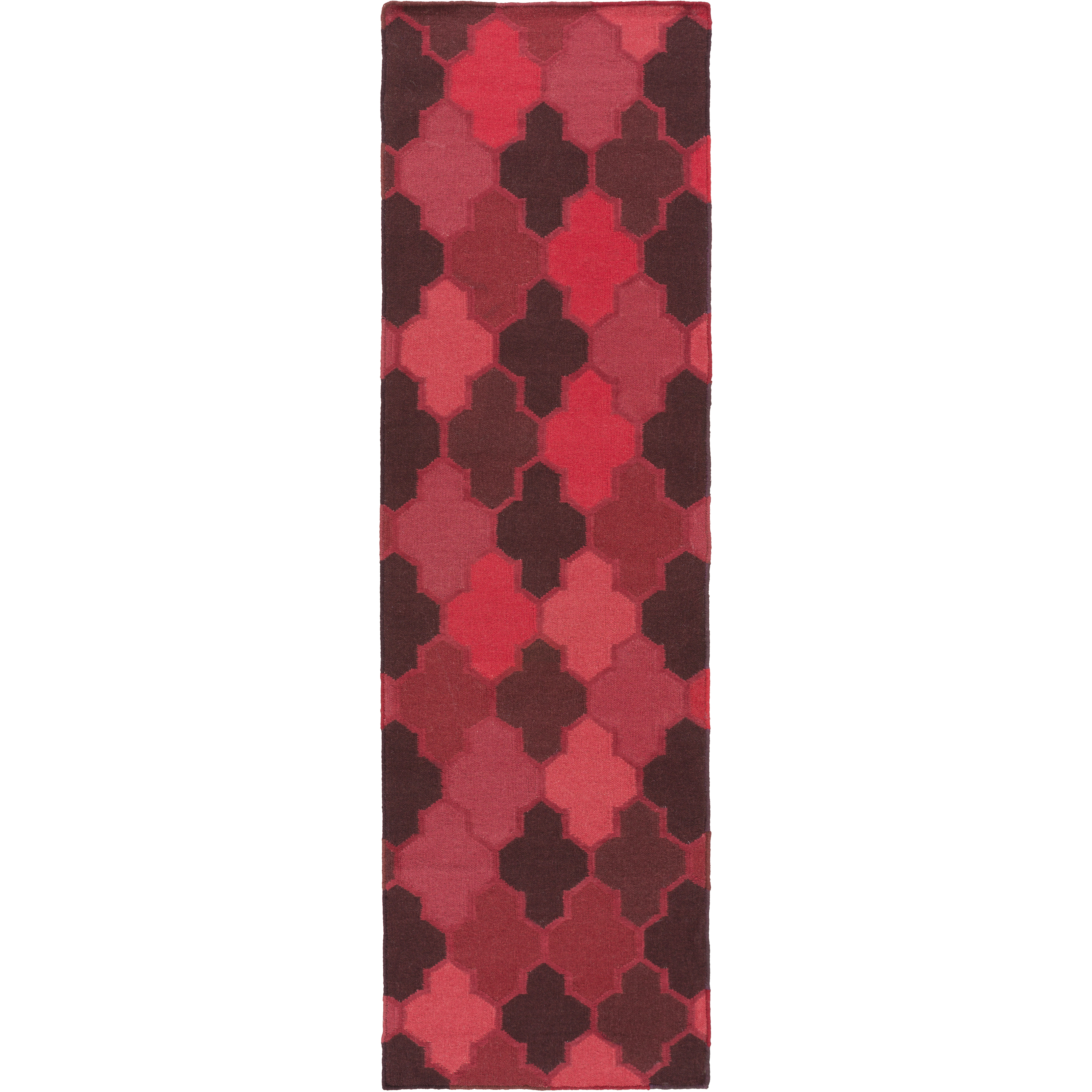 Nia 96 X 30 inch Burgundy, Cherry, Dark Red, Rose, Bright Pink Rug
