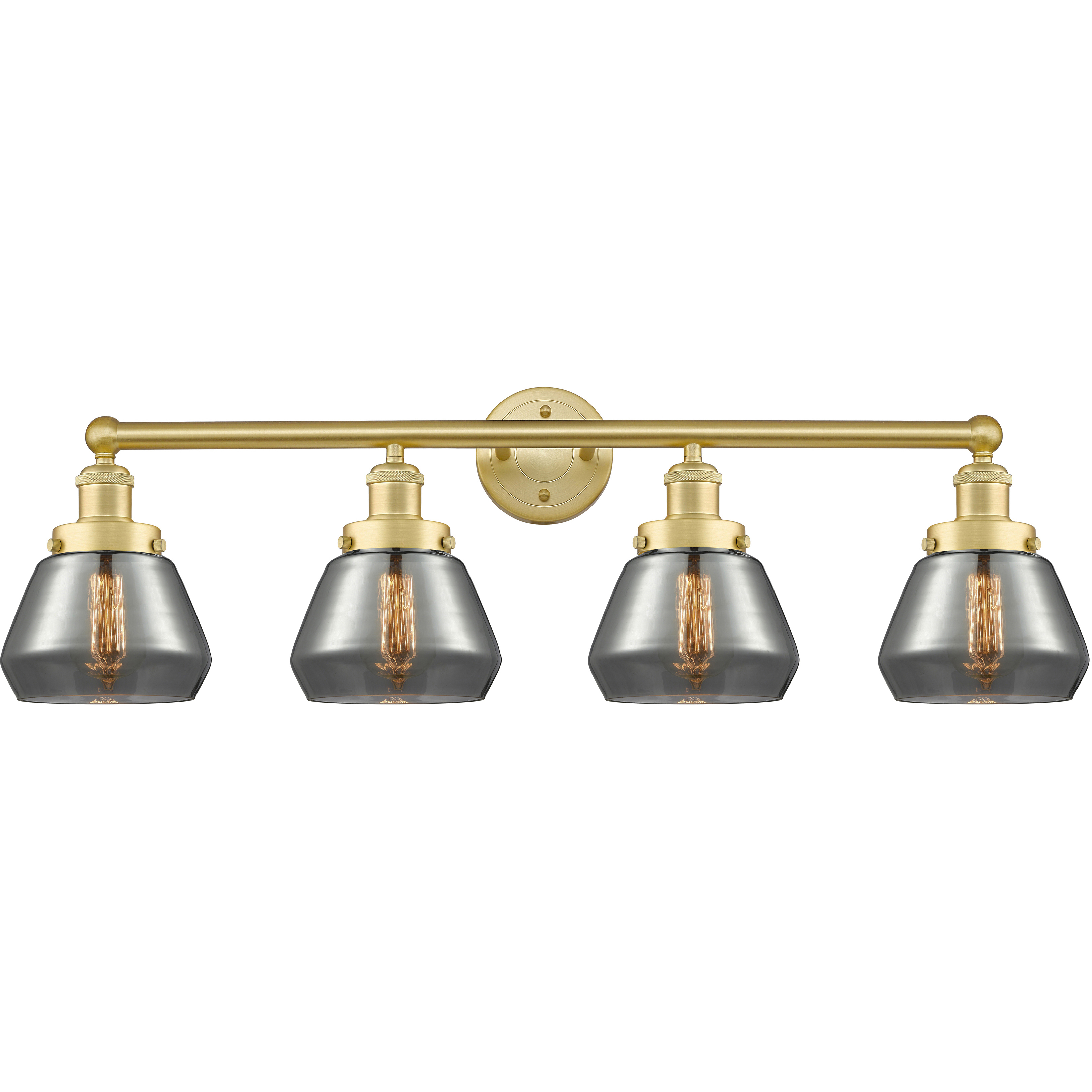 Fulton 4 Light 33.5 inch Satin Gold Bath Vanity Light Wall Light in Plated Smoke Glass
