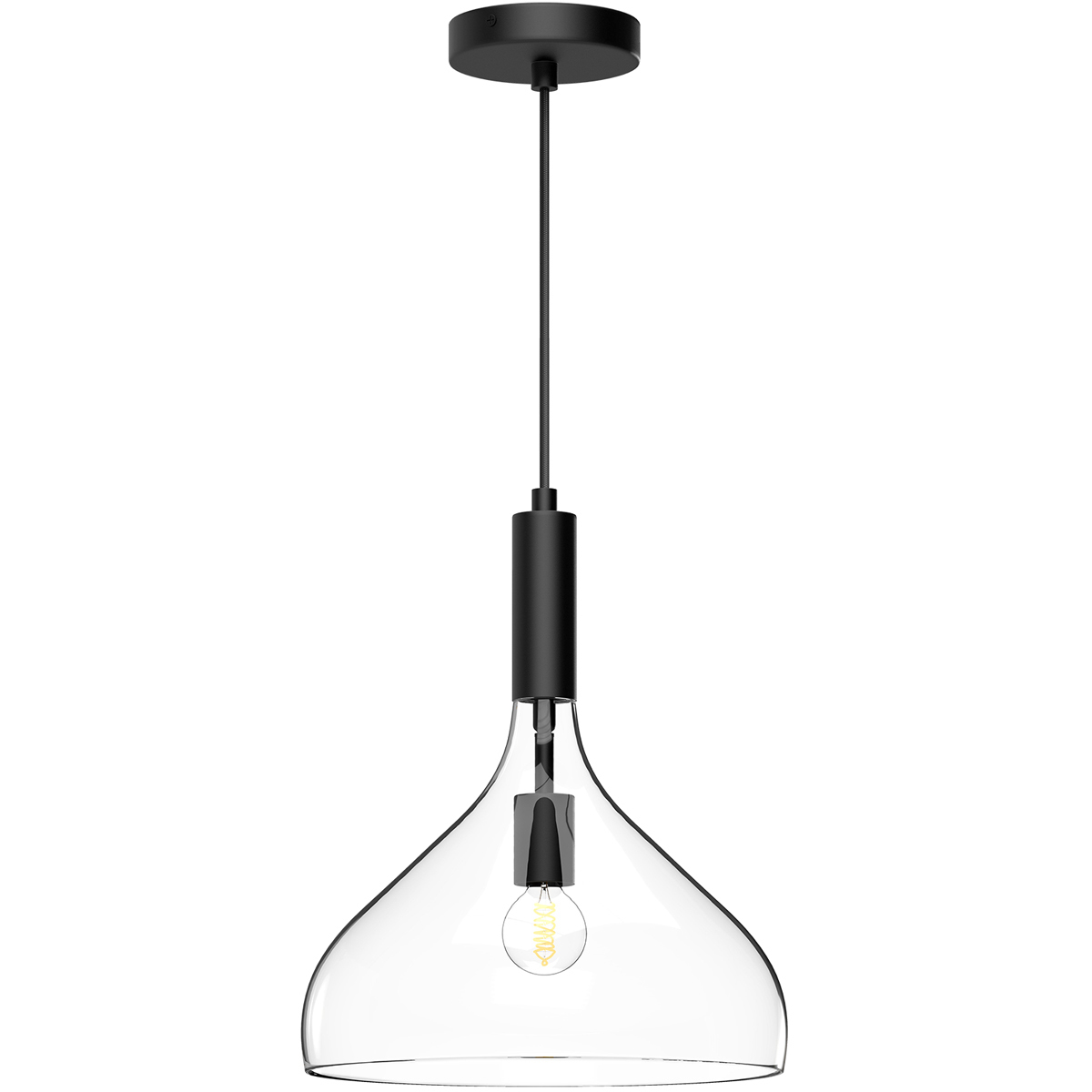 Alora Mood Belleview 1 Light 11.88 inch Matte Black Pendant Ceiling Light in Clear Glass