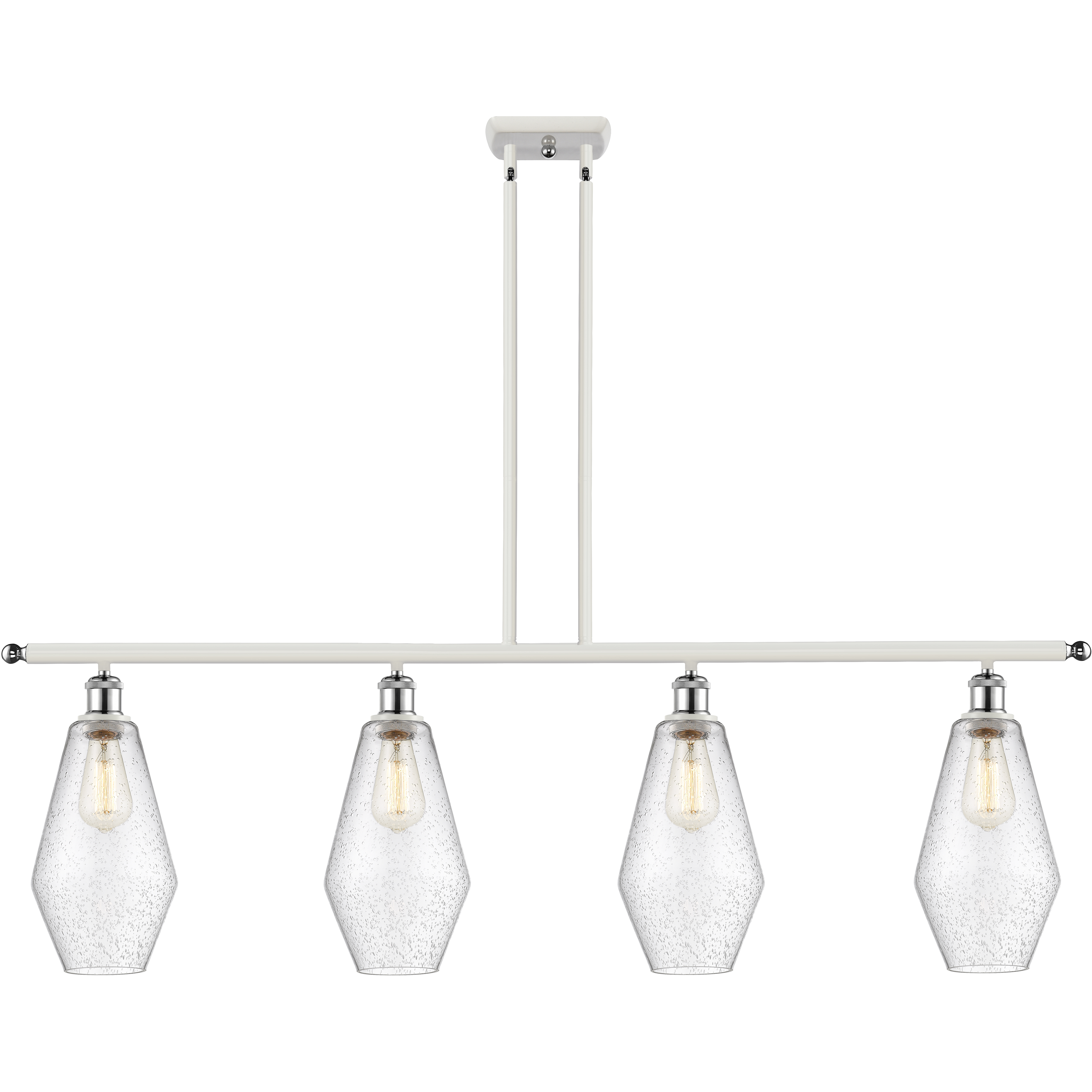 Ballston Cindyrella 4 Light 48 inch White and Polished Chrome Island Light Ceiling Light in Incandescent, Seedy Glass