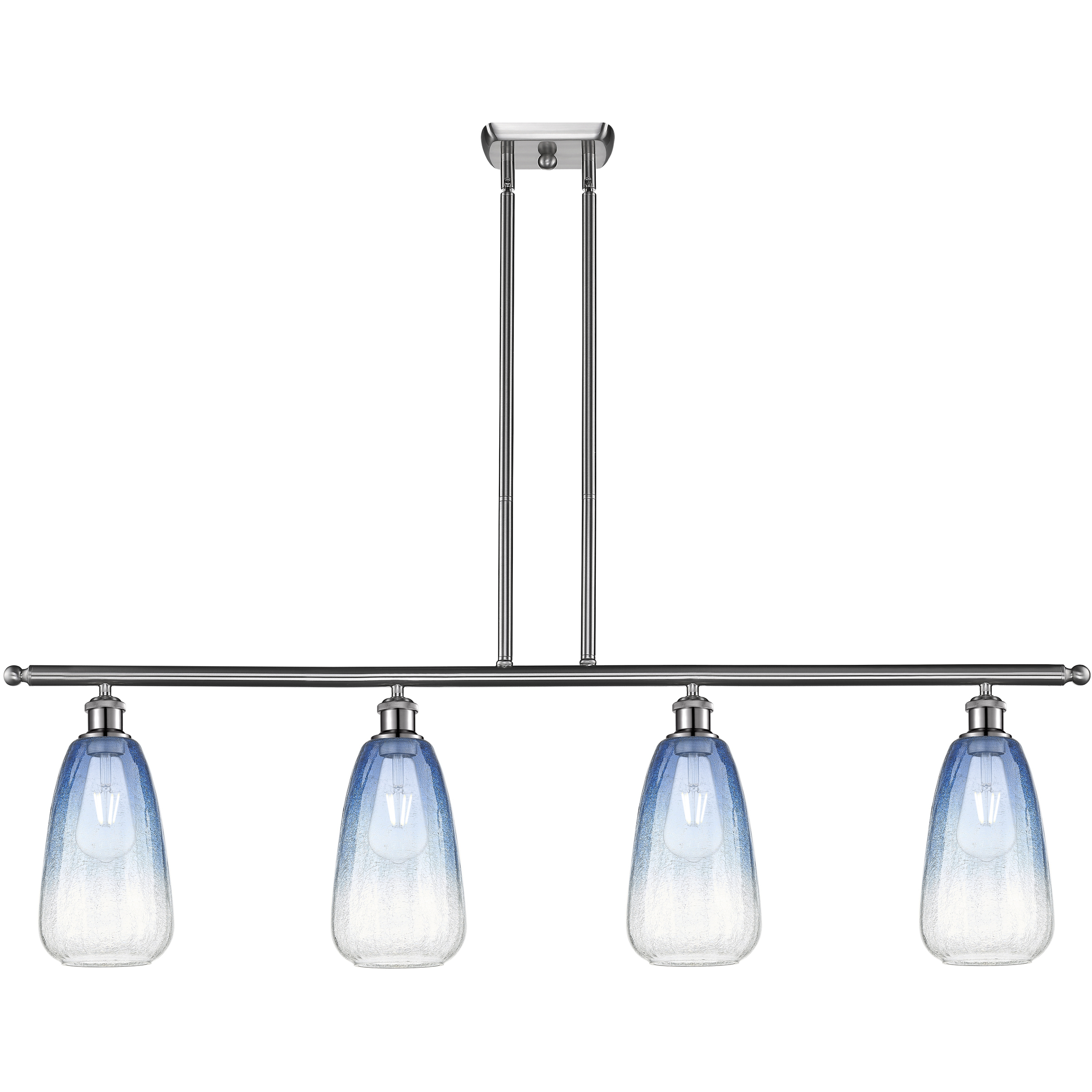 Ballston Brookhaven Almond Island Light Ceiling Light in Brushed Satin Nickel, Sapphire Blue Glass