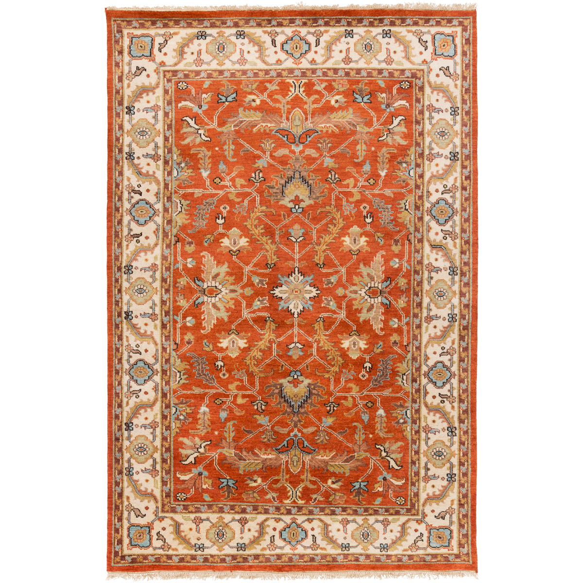 Zeus 102 X 66 inch Burnt Orange, Khaki, Dark Brown, Light Gray Rug