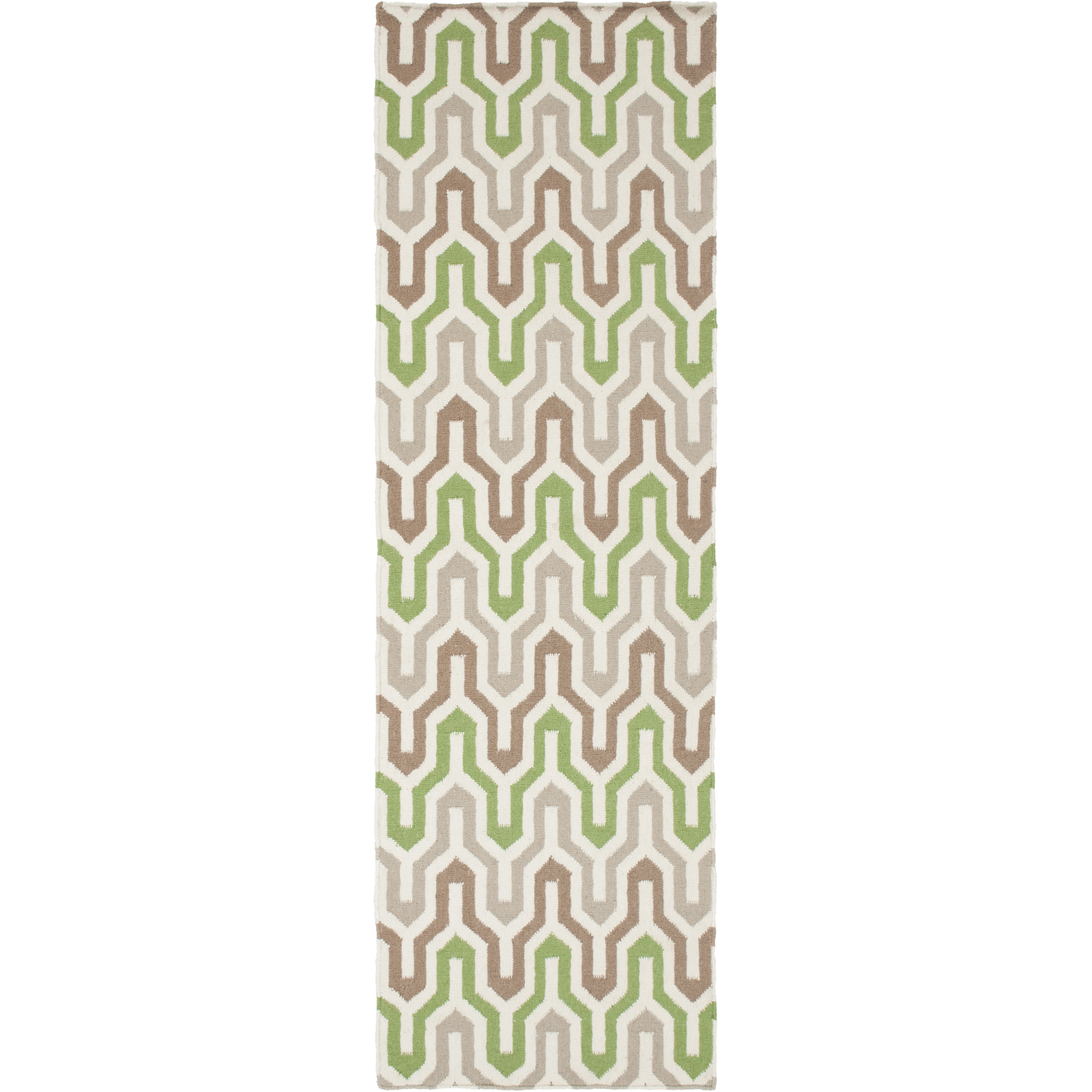 Fallon 96 X 30 inch Dark Green, Ivory, Camel Rug