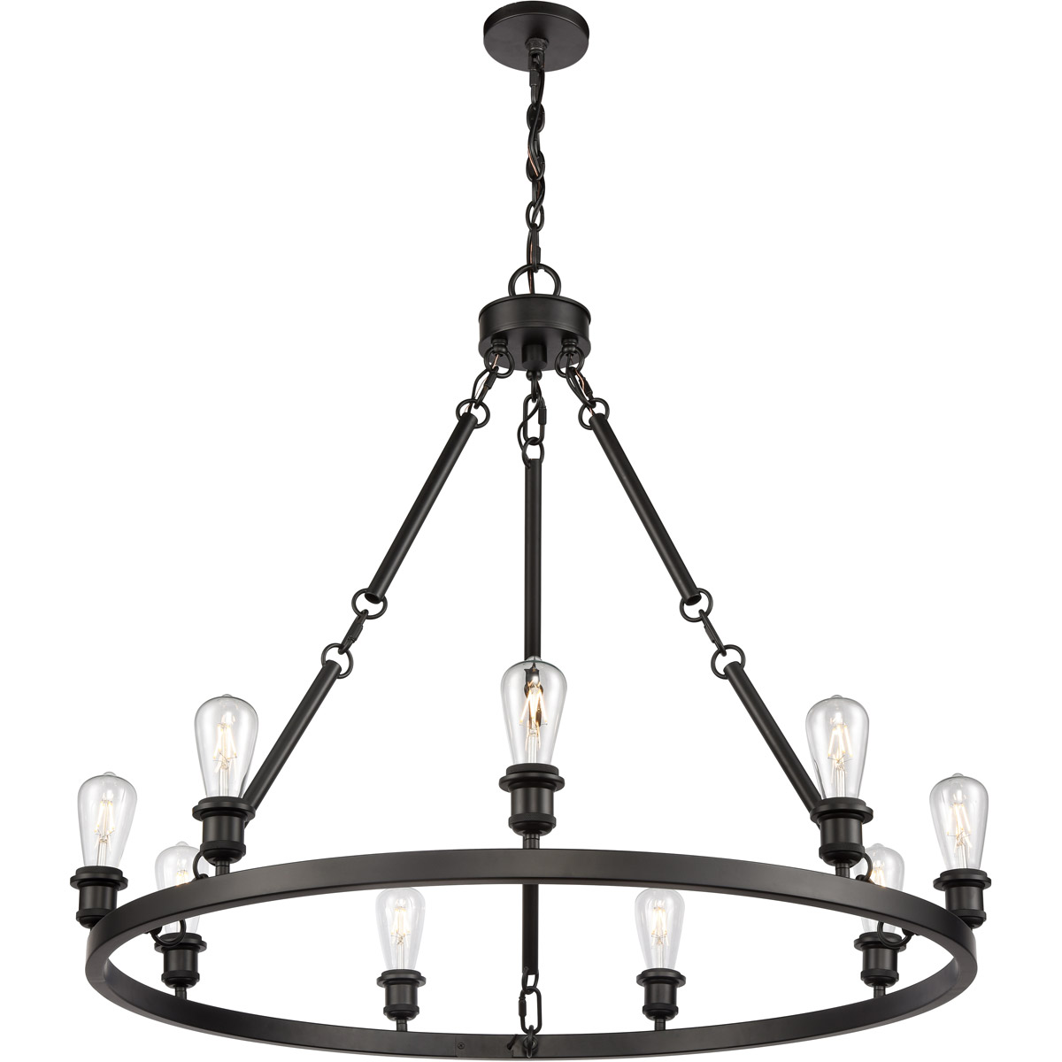 Ballston Saloon 9 Light 40 inch Matte Black Chandelier Ceiling Light in Bulb Not Included, Ballston