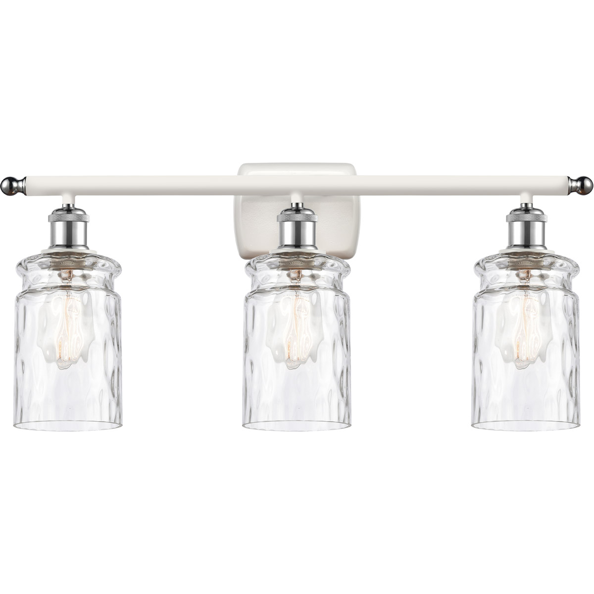 Ballston Candor 3 Light 26 inch White and Polished Chrome Bath Vanity Light Wall Light in Clear Waterglass, Ballston