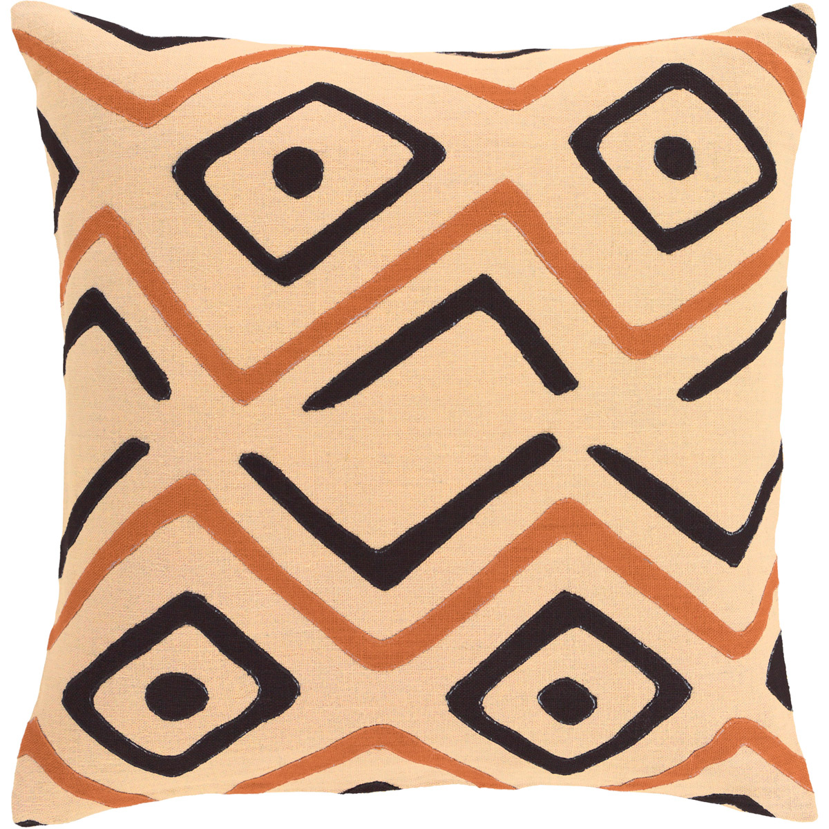 Nairobi 20 X 20 inch Beige and Burnt Orange Throw Pillow