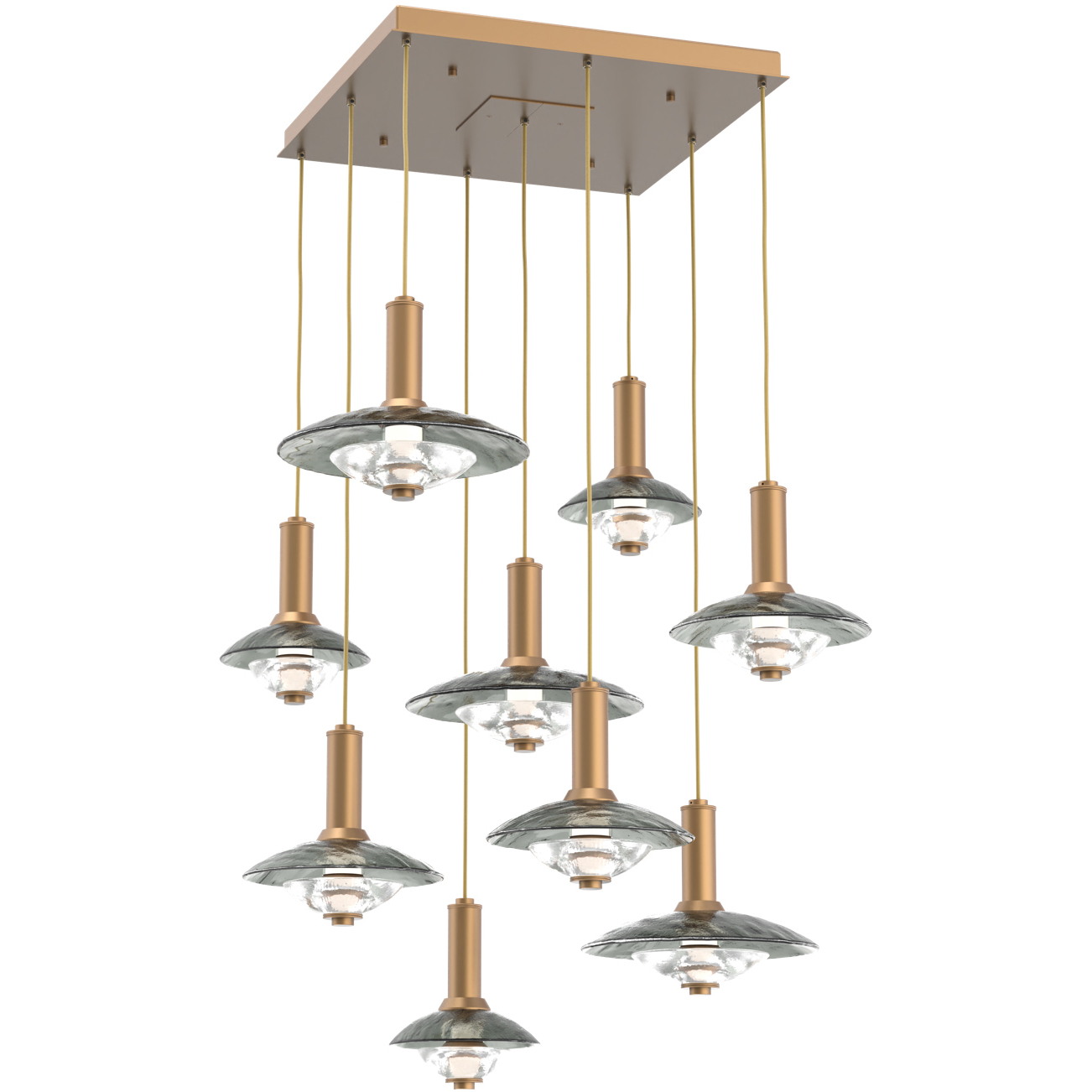 Cirrus LED 37 inch Novel Brass Multi-Pendant Ceiling Light in Smoke Granite
