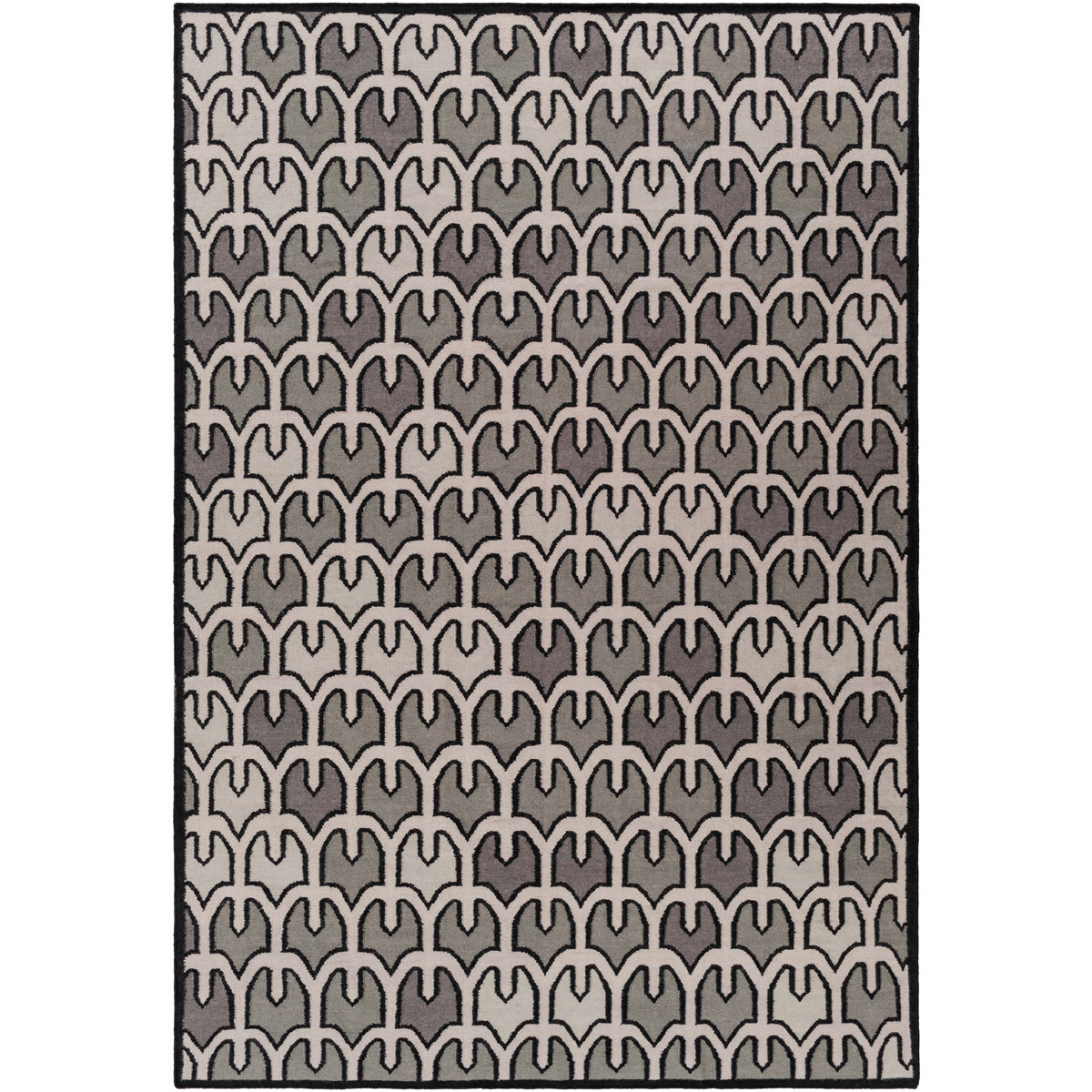 Alameda 36 X 24 inch Black, Charcoal, Medium Gray, Light Gray Rug