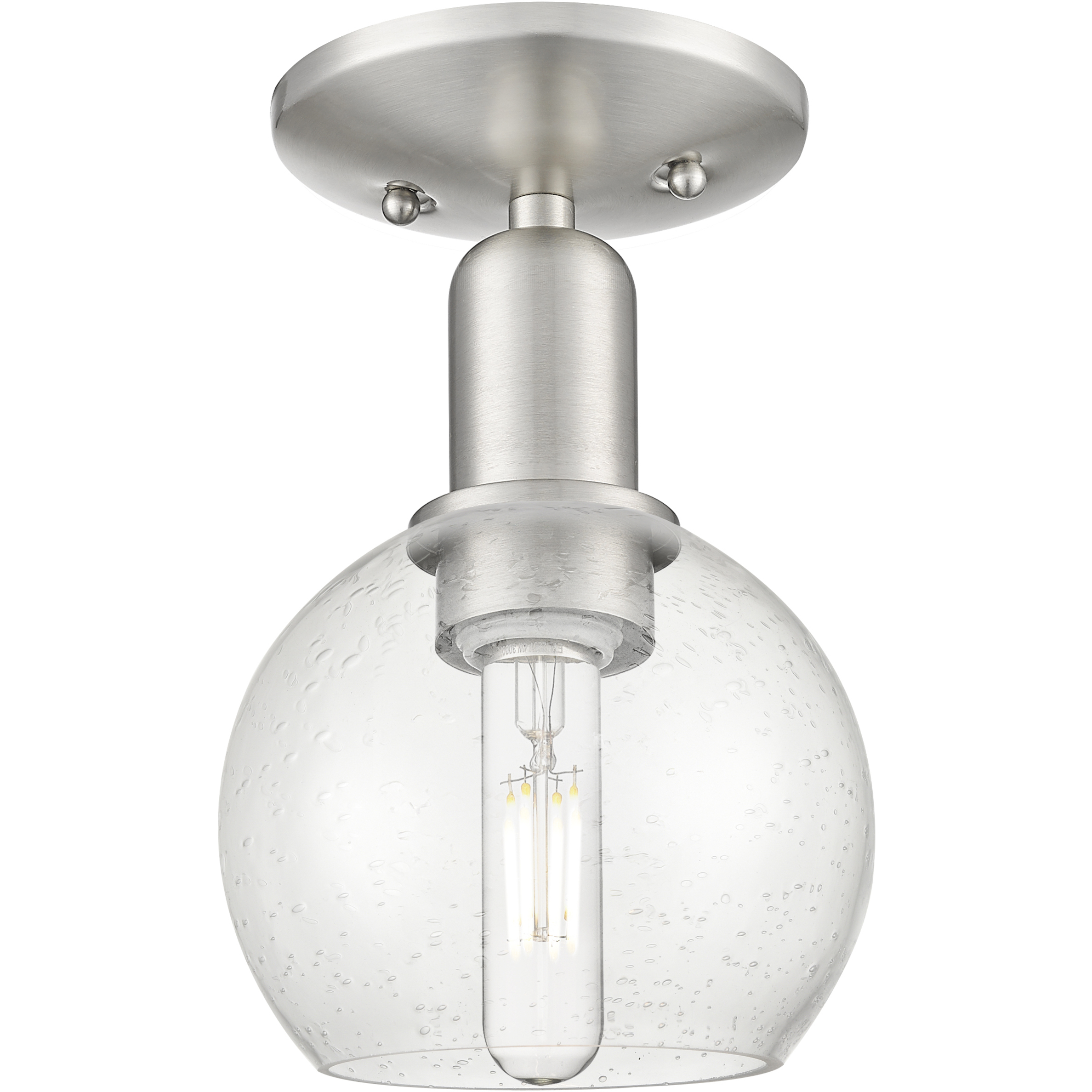 Arcadia Athens 1 Light 5.88 inch Brushed Satin Nickel Semi-Flush Mount Ceiling Light in Seedy