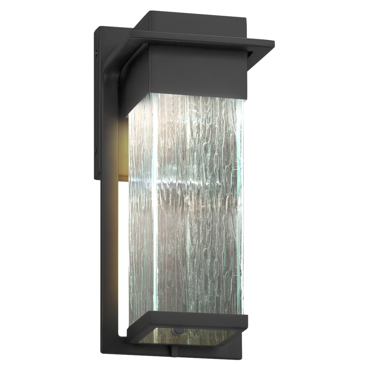Fusion 12 inch Matte Black Outdoor Wall Sconce in Rain Fusion