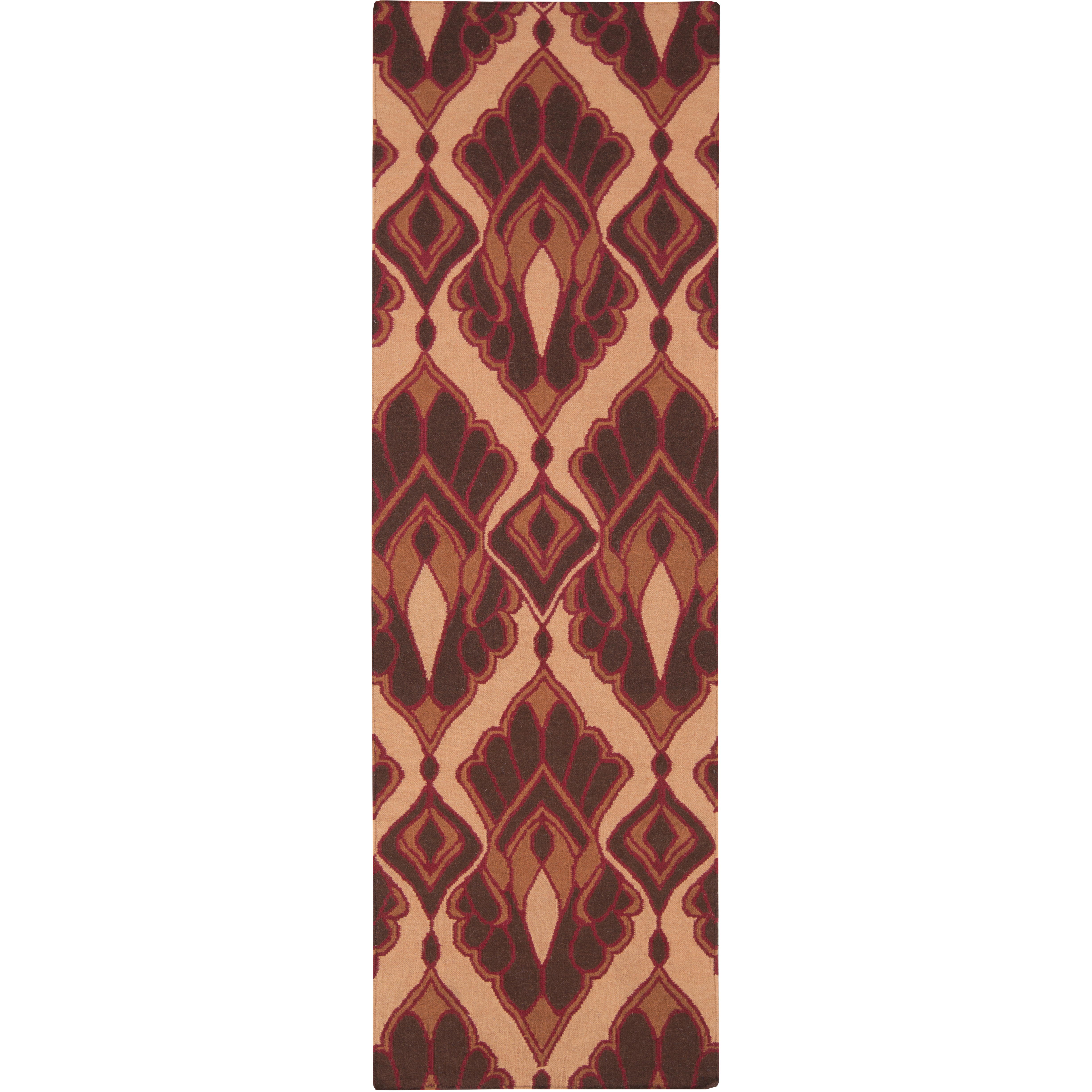 Voyages 96 X 30 inch Dark Red, Burnt Orange, Dark Brown, Bright Orange Rug