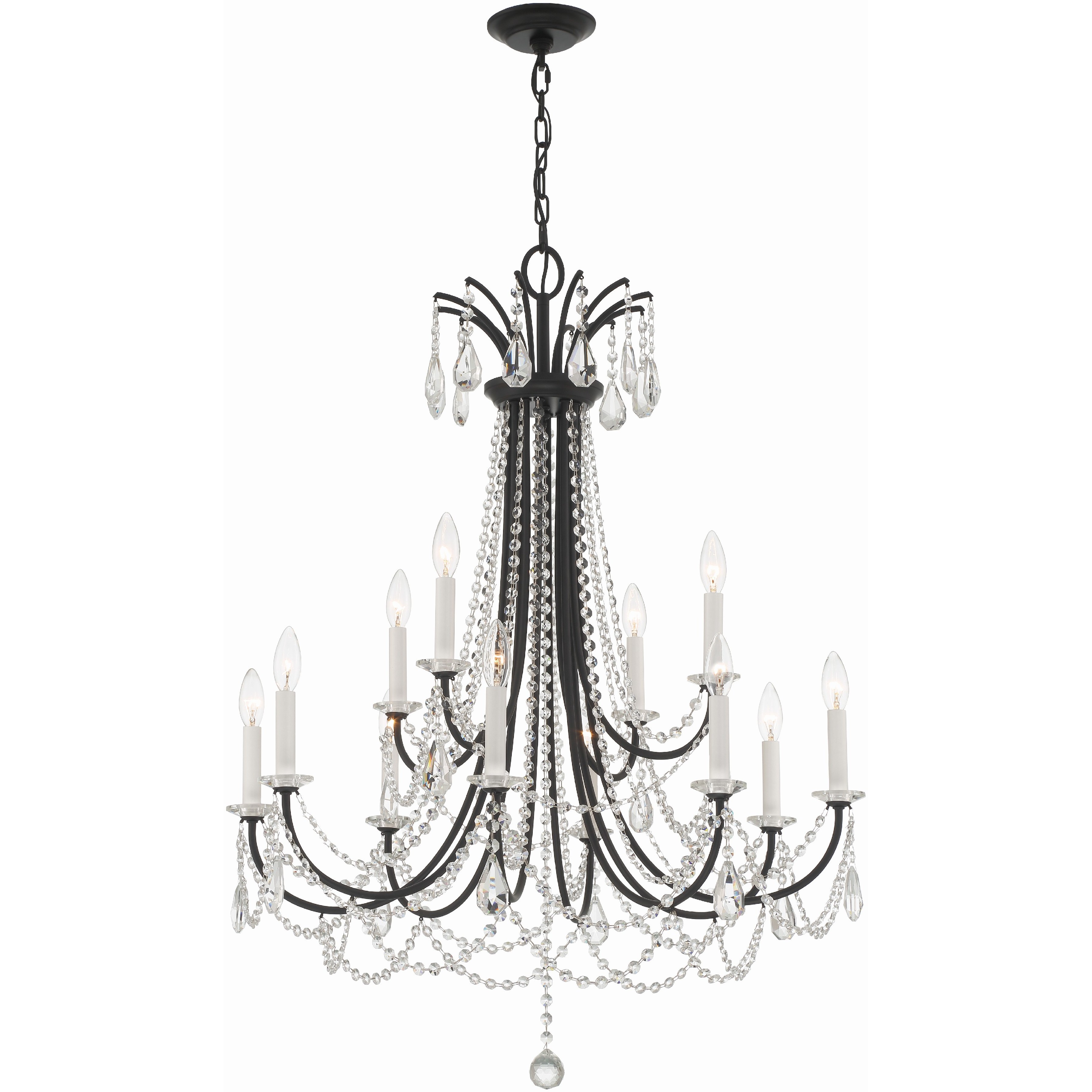 Karrington 12 Light 30 inch Matte Black Chandelier Ceiling Light
