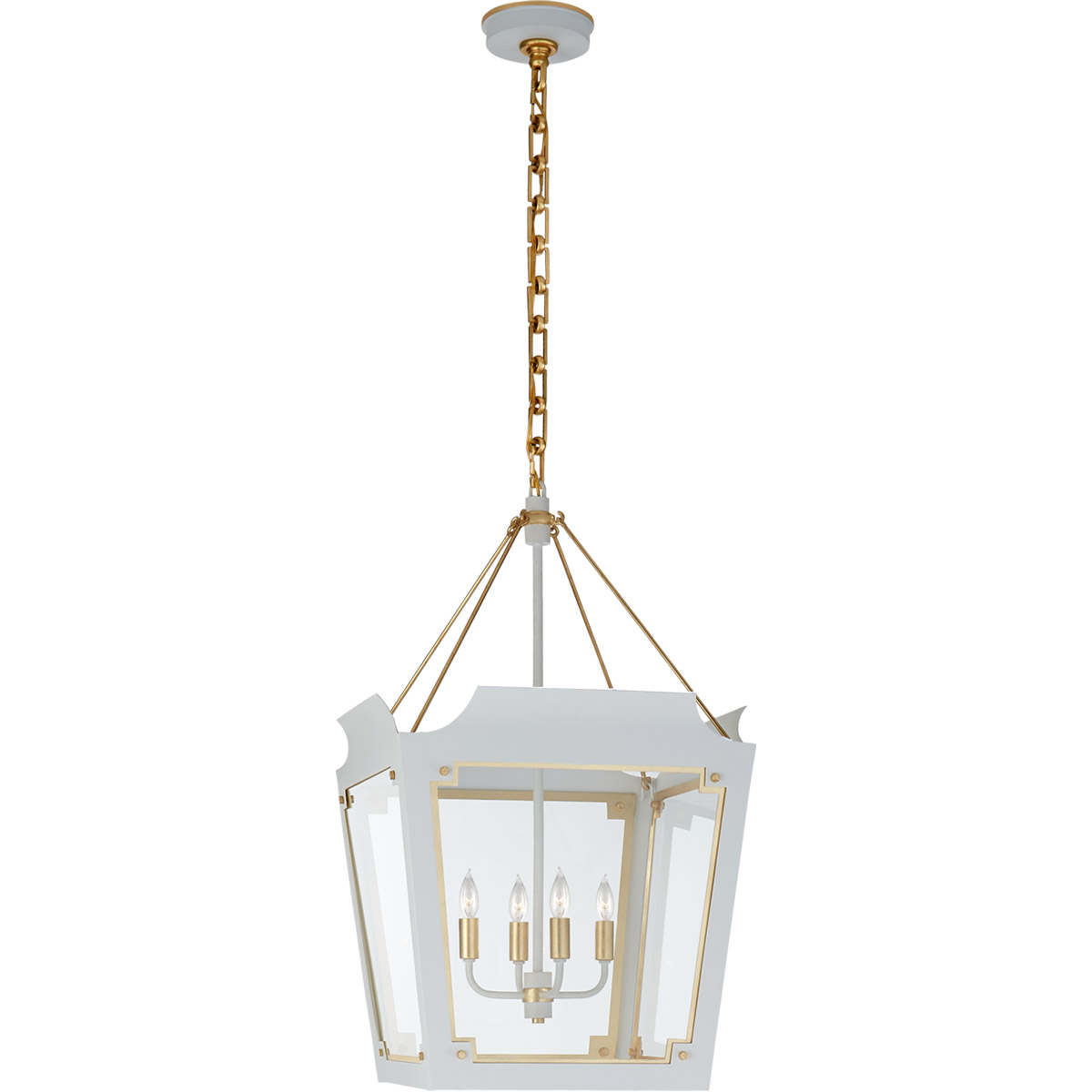 Julie Neill Caddo 4 Light 19 inch Soft White with Gild Lantern Pendant Ceiling Light in Soft White and Gild, Medium