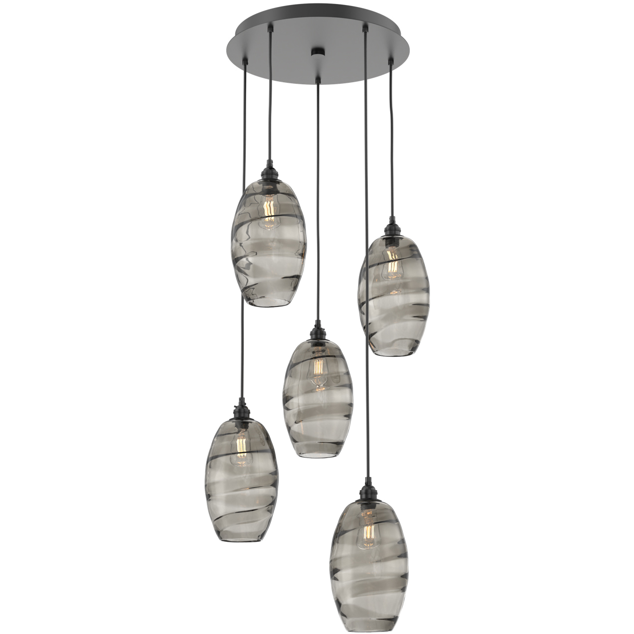 Ellisse 5 Light Matte Black Chandelier Ceiling Light, Round Multi-Port