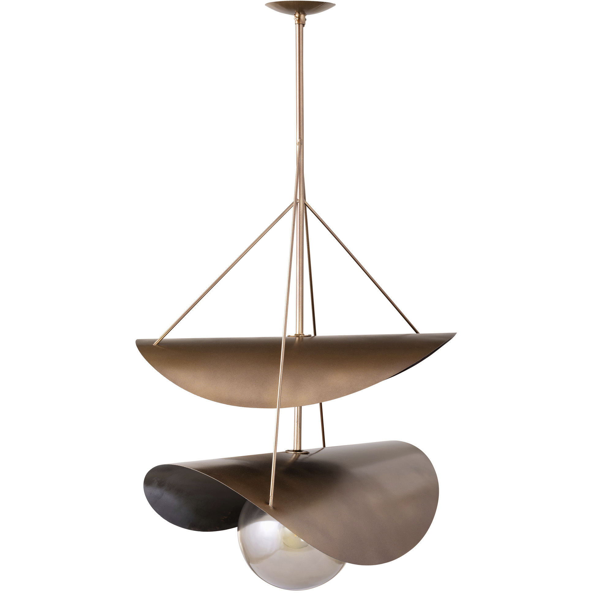 Alpine 1 Light Antique Brass and Torched Copper Patina Chandelier Ceiling Light