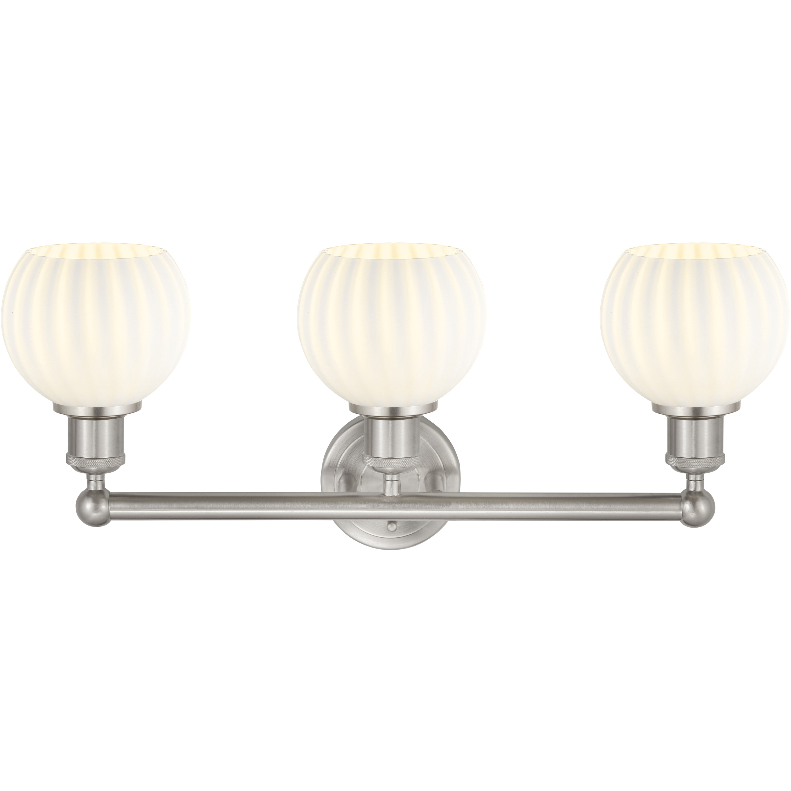 Edison White Venetian 3 Light 24 inch Brushed Satin Nickel Bath Vanity Light Wall Light
