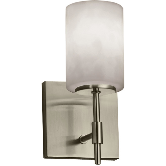 Clouds Wall Sconce Wall Light in Brushed Nickel, Cylinder with Flat Rim, Incandescent, Cylinder