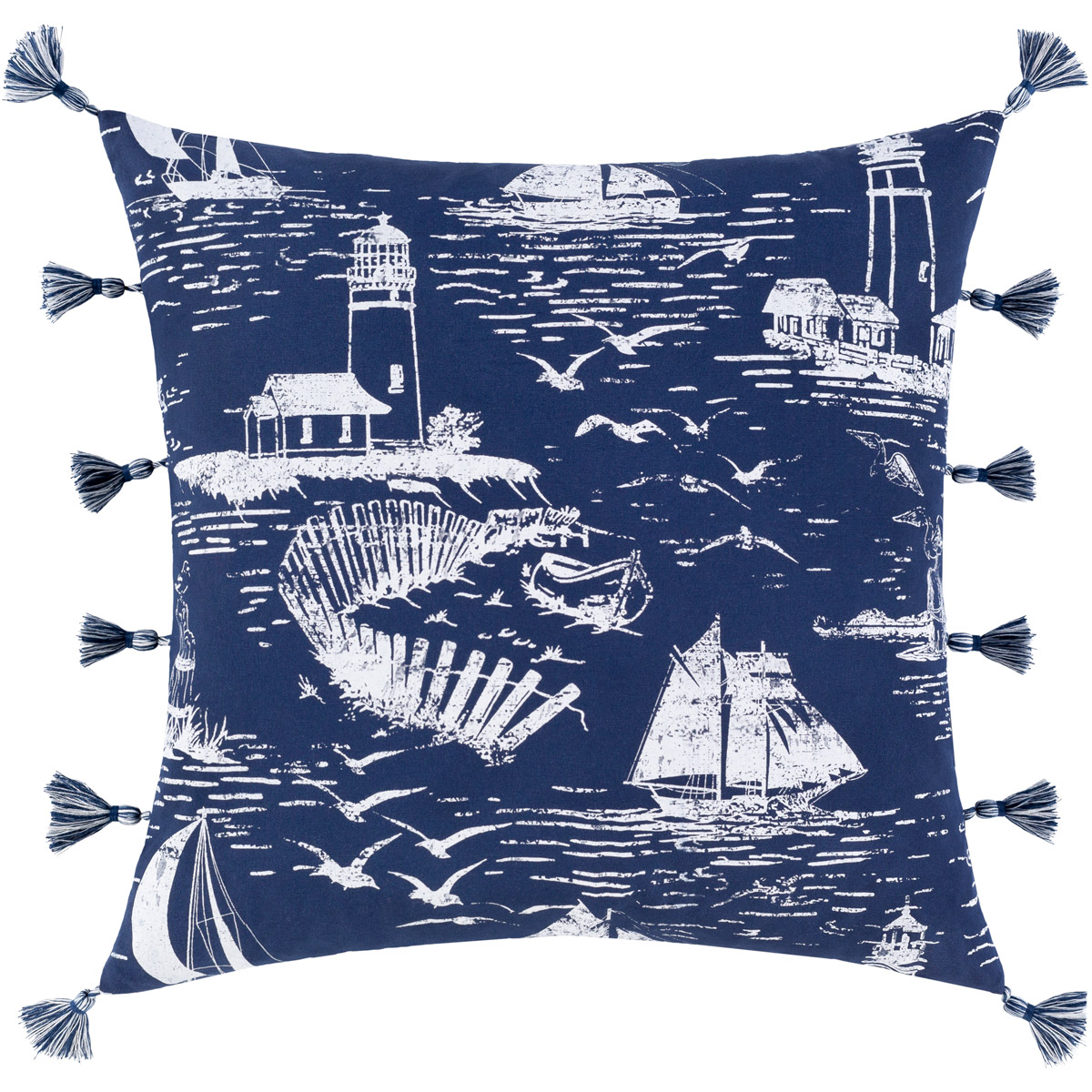 Castaway 22 X 22 inch Navy/White/Dark Blue Pillow Kit, Square