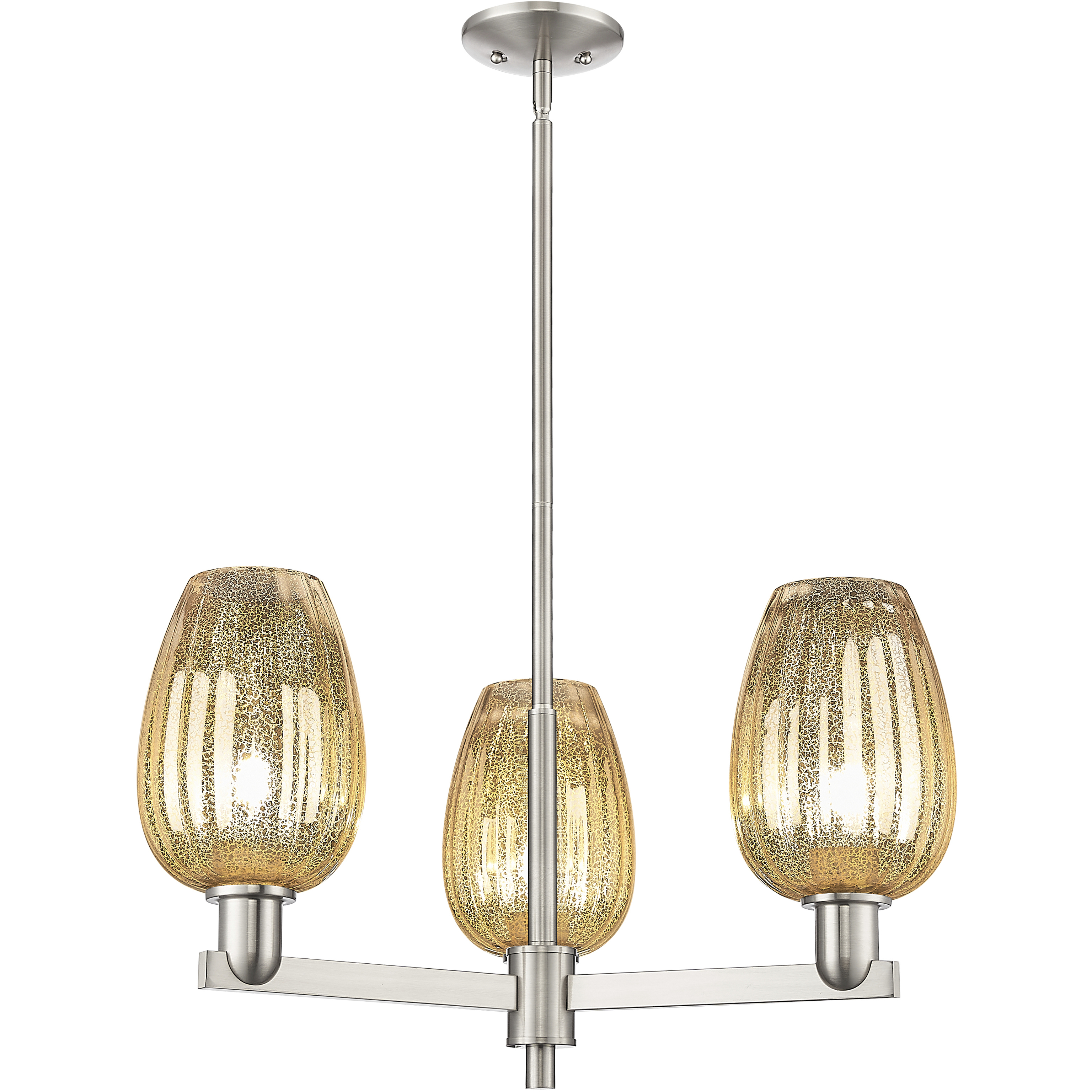 Preston 3 Light 17.63 inch Satin Nickel Chandelier Ceiling Light in Mercury Glass