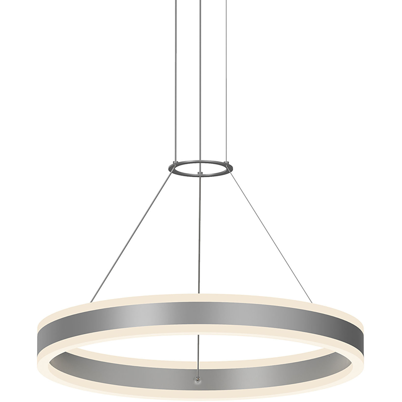 Double Corona LED 23.75 inch Bright Satin Aluminum Pendant Ceiling Light in Standard Suspension