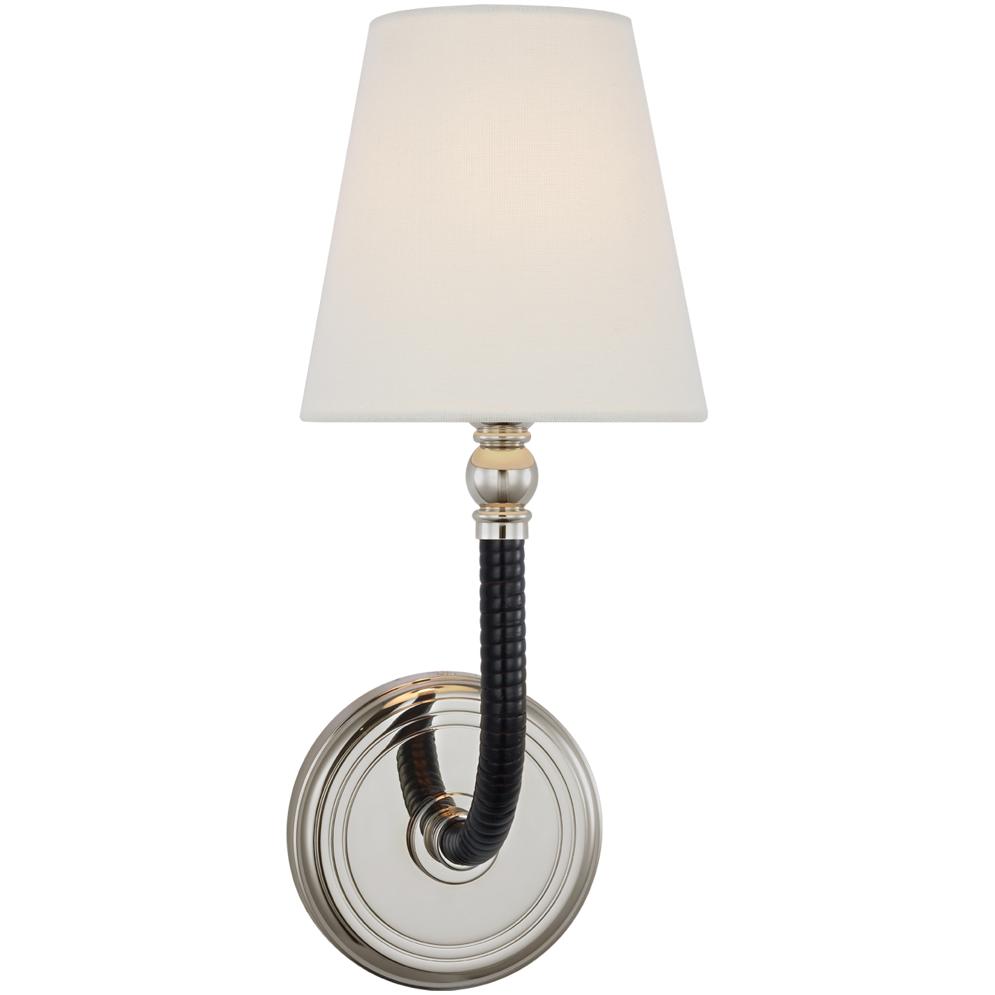 Chapman & Myers Basden LED 5.5 inch Polished Nickel and Black Rattan Sconce Wall Light, Medium