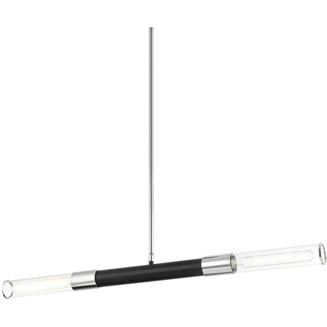 Tubo 2 Light 35 inch Matte Black and Chrome Pendant Ceiling Light