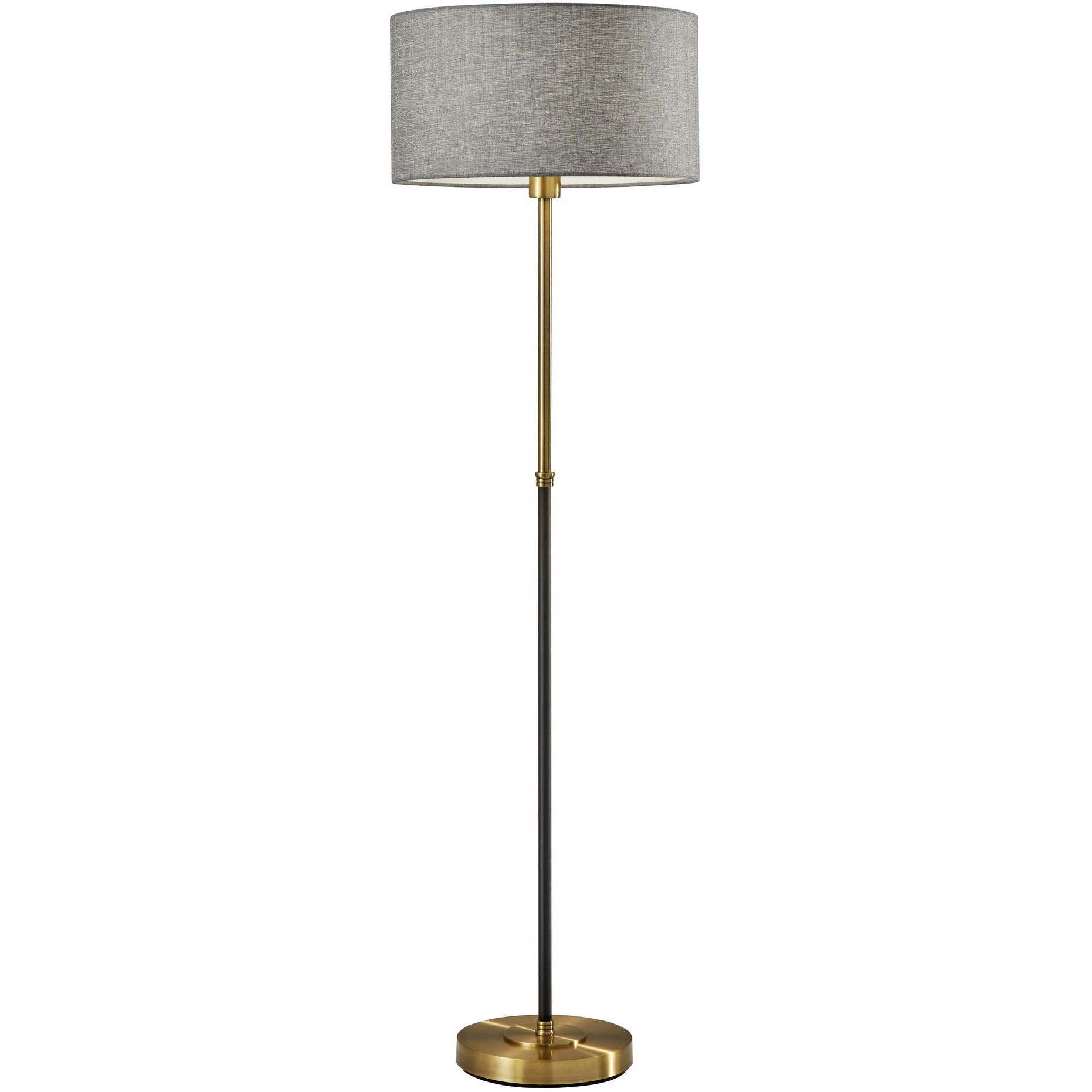 Bergen 59 inch 100.00 watt Black and Antique Brass Floor Lamp Portable Light 