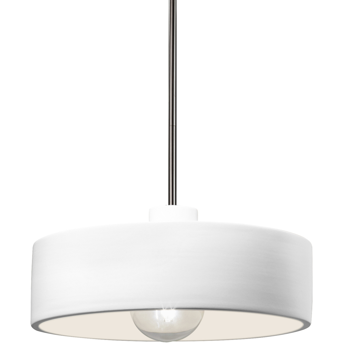 Radiance 1 Light 12 inch Gloss White Pendant Ceiling Light in Rigid Stem Kit, Brushed Nickel