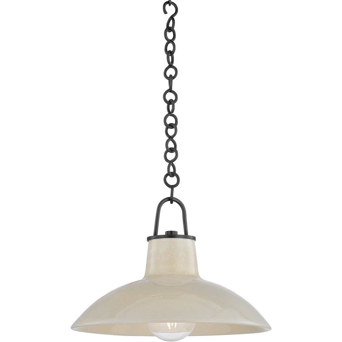 Pottersville 1 Light 12.5 inch Distressed Bronze and Ceramic Ivory Crackle Pendant Ceiling Light
