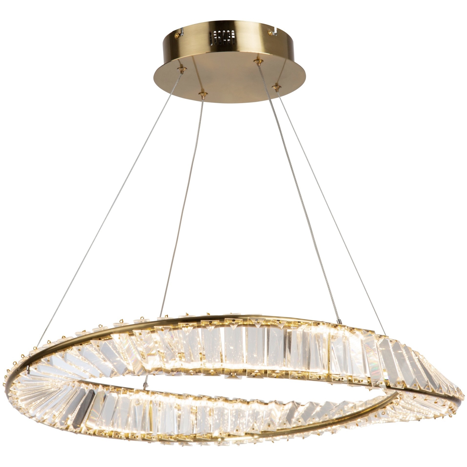 Stella LED 23.75 inch Brushed Brass Pendant Ceiling Light in Black and Brass